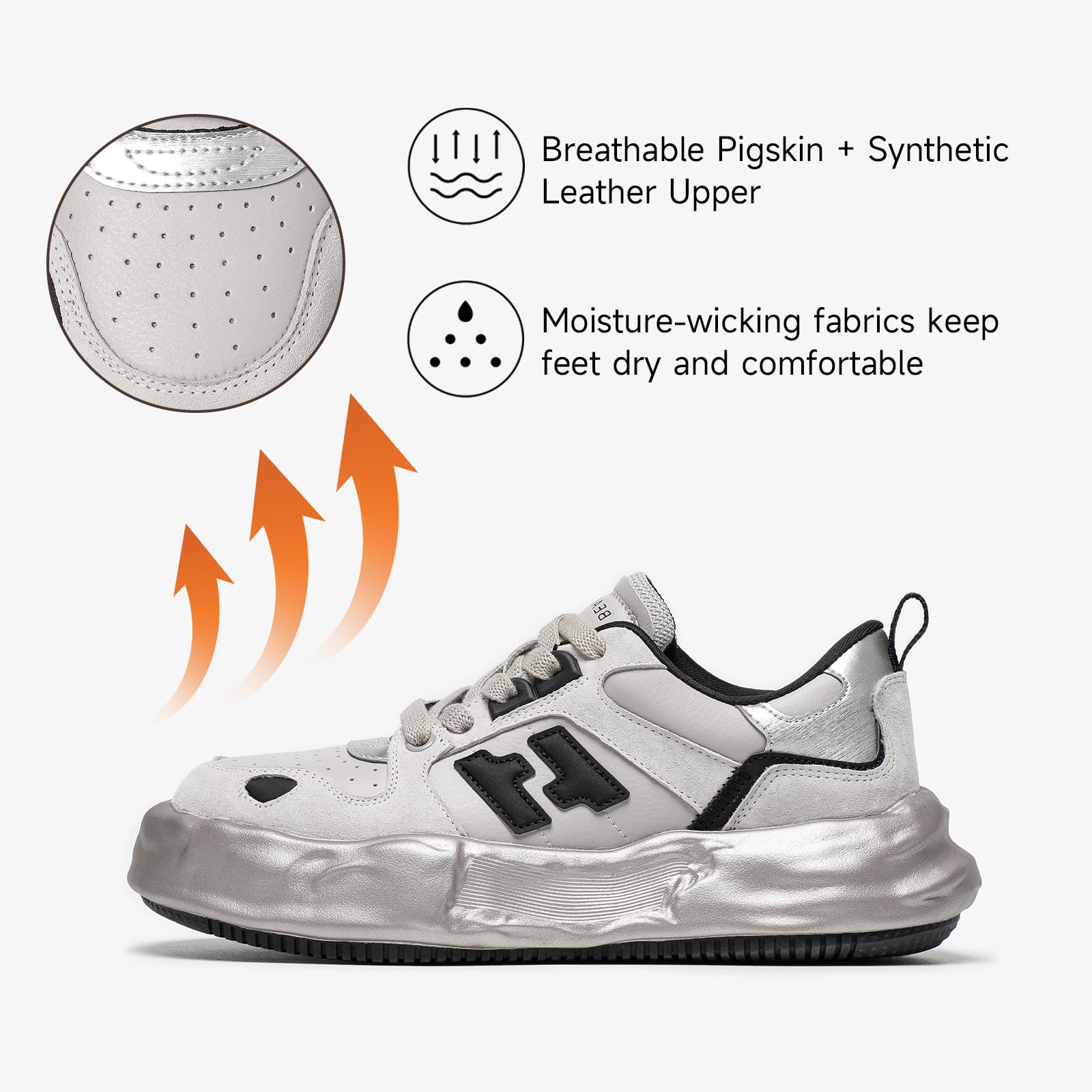 BEAU TODAY Women's Chunky Sneakers - Fashionable Breathable Comfort Casual Tennis Shoes for Women | Lightweight Lace-Up Gym Shoes for Travel, Work & Everyday Wear