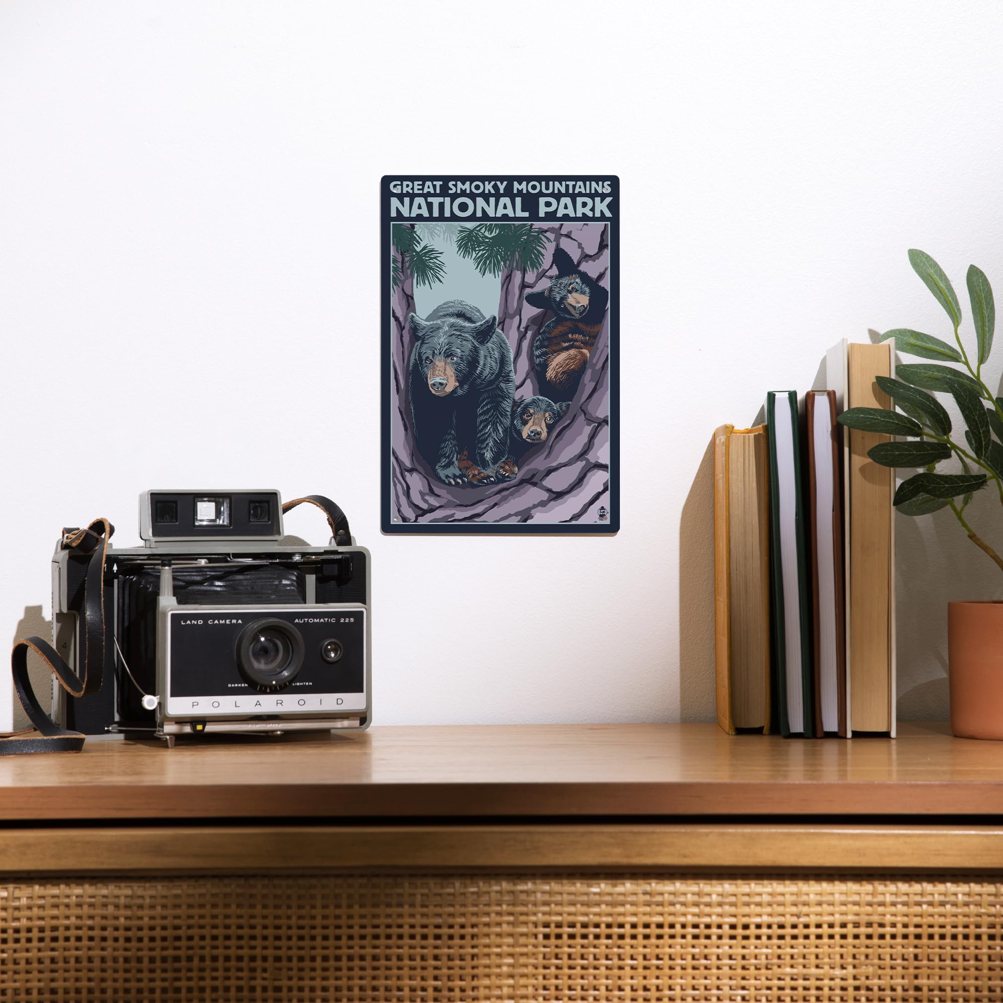 Lantern Press 6x9 Inch Metal Sign - Great Smoky Mountains National Park Tennessee - Black Bear and Cubs in Tree Wall Art - Perfect for Home, Office, Cabin & Outdoor Decor