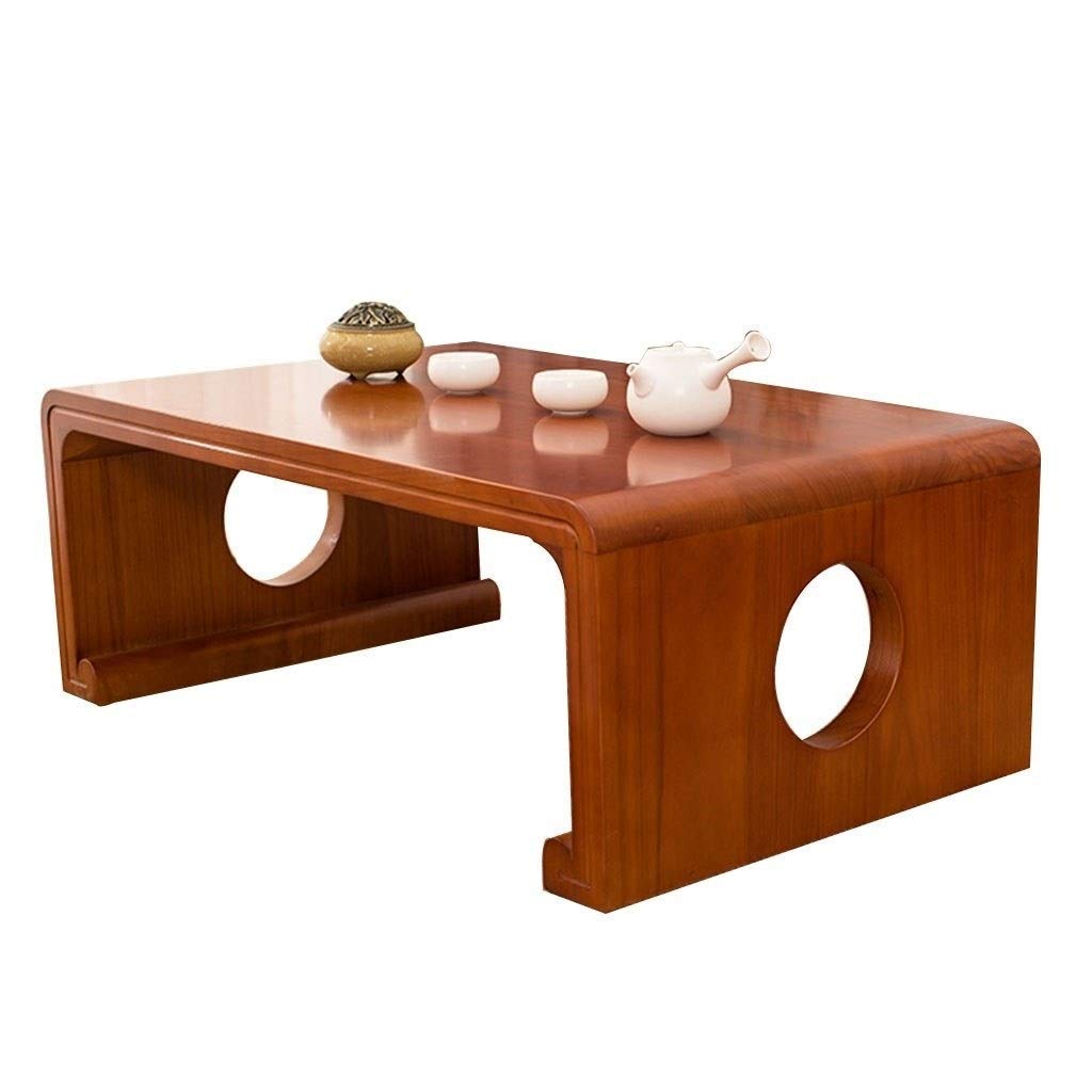 Japanese-Style Solid Wood Coffee Table - Small Square Tea Table for Bay Window, Tatami, or Balcony (100x55x30cm) - Perfect for Relaxing with Tea, Reading, or Decorating Small Spaces