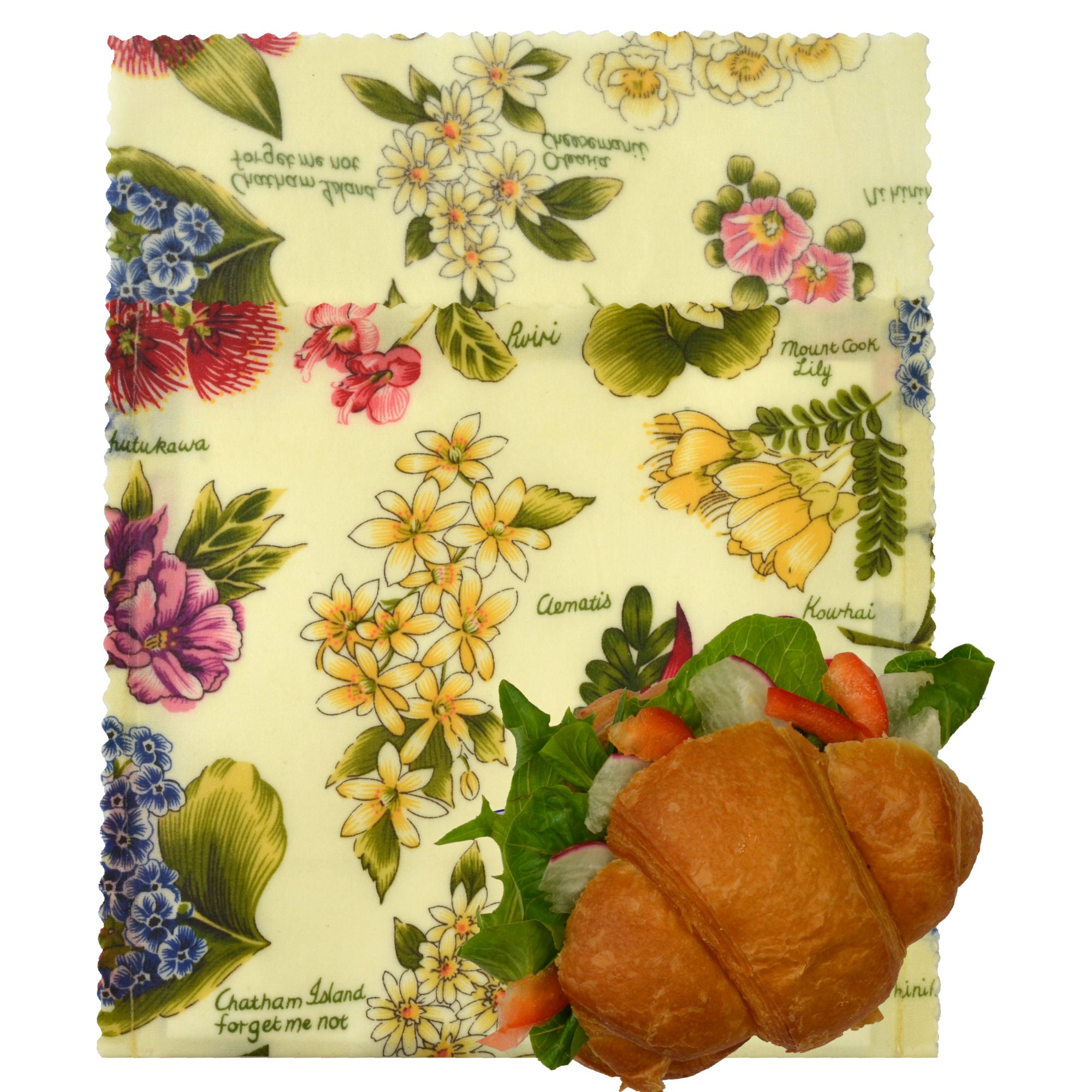 Eco-Friendly Beeswax Wraps - Flowers of Aotearoa Core Collection | Sustainable Food Storage for Lunch, Snacks & Leftovers | Reusable Alternative to Plastic Wrap