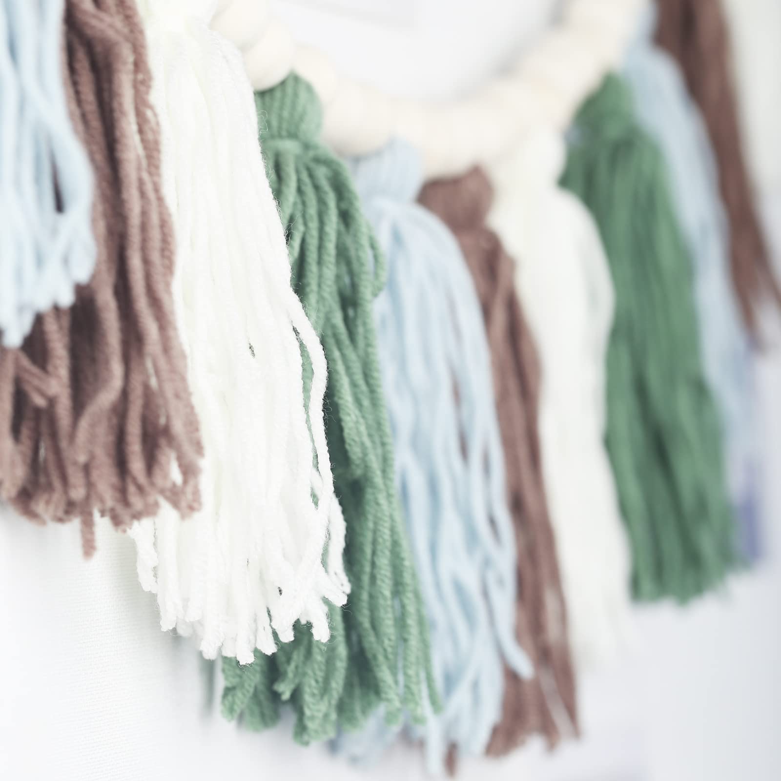 Boho Cotton Tassel Garland with Wood Beads - Wall Hanging Decor for Birthday, Christmas Party, Nursery, Bedroom, Playroom & Baby Shower - Perfect for Boho Home Decor, Classroom & Dorm Room Aesthetic