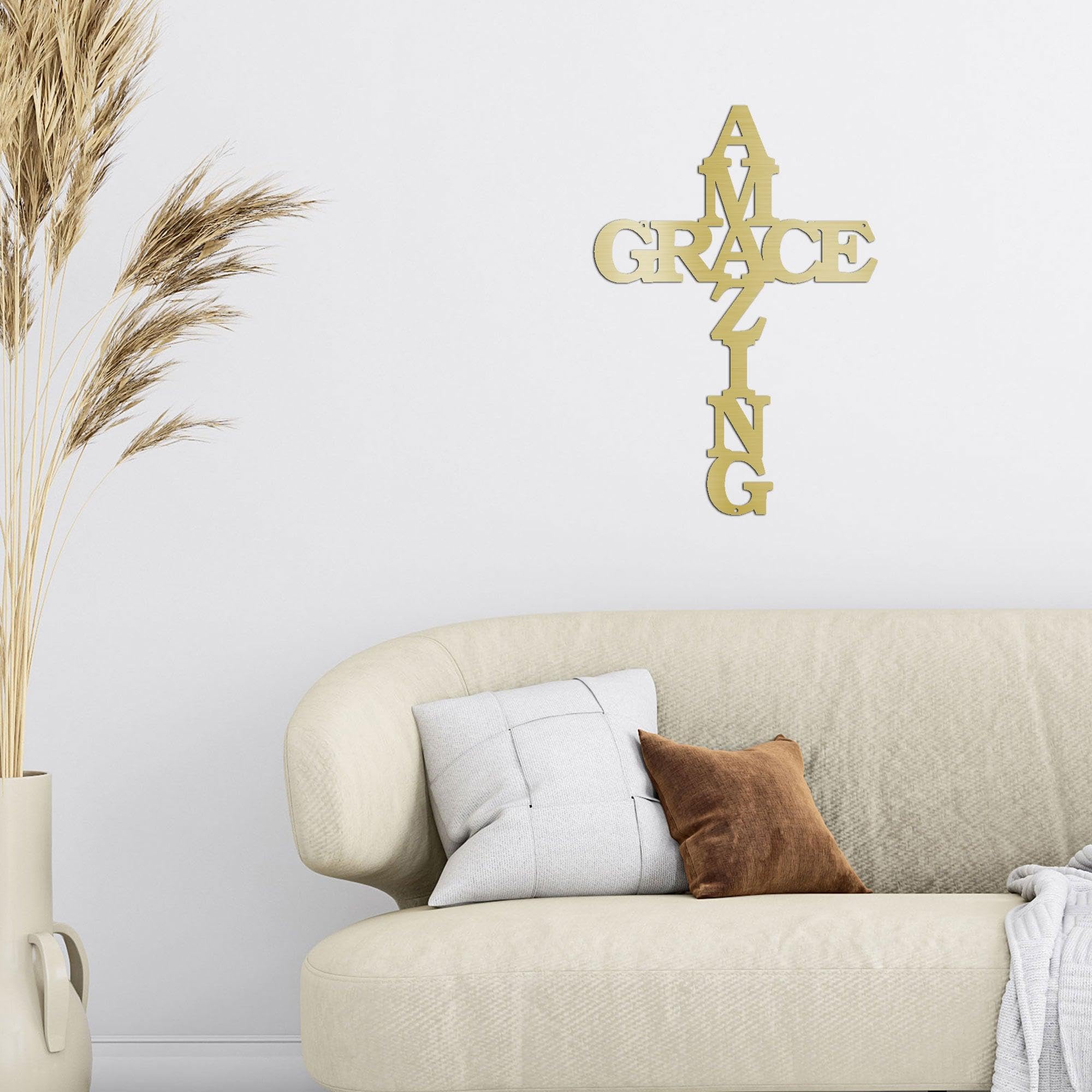 Amazing Grace Cross Metal Wall Art - 30