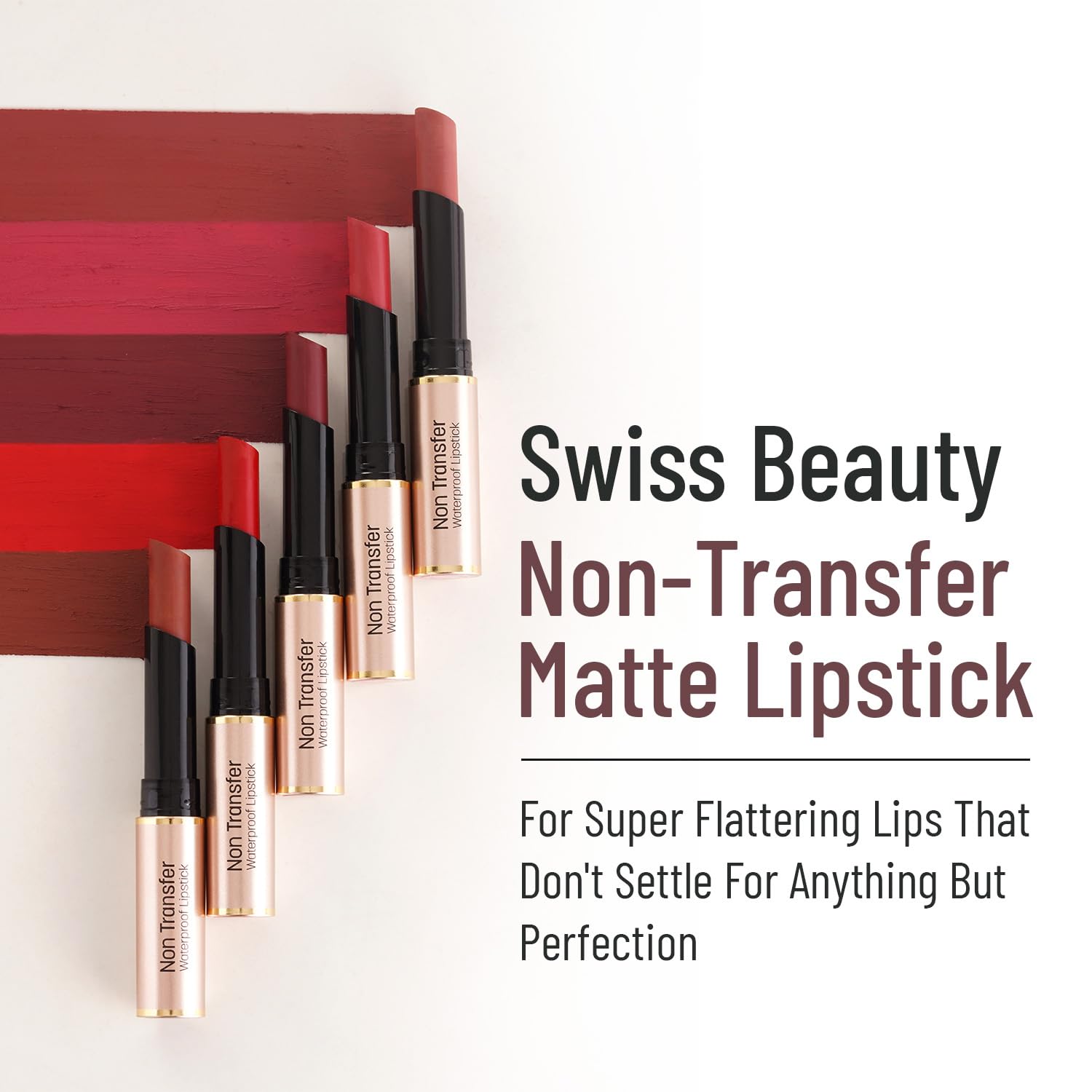 Swiss Beauty Non-Transfer Waterproof Matte Lipstick with Jojoba Oil - Long Lasting, Highly Pigmented (Shade: Bare, 3g) | Perfect for Daily Wear, Parties & Special Occasions