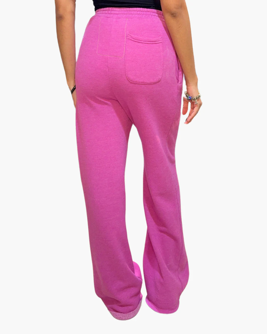 Aviator Nation Women's Wide Leg Sweatpants with Pockets - Soft Fleece Joggers for Lounge & Workout - Magenta