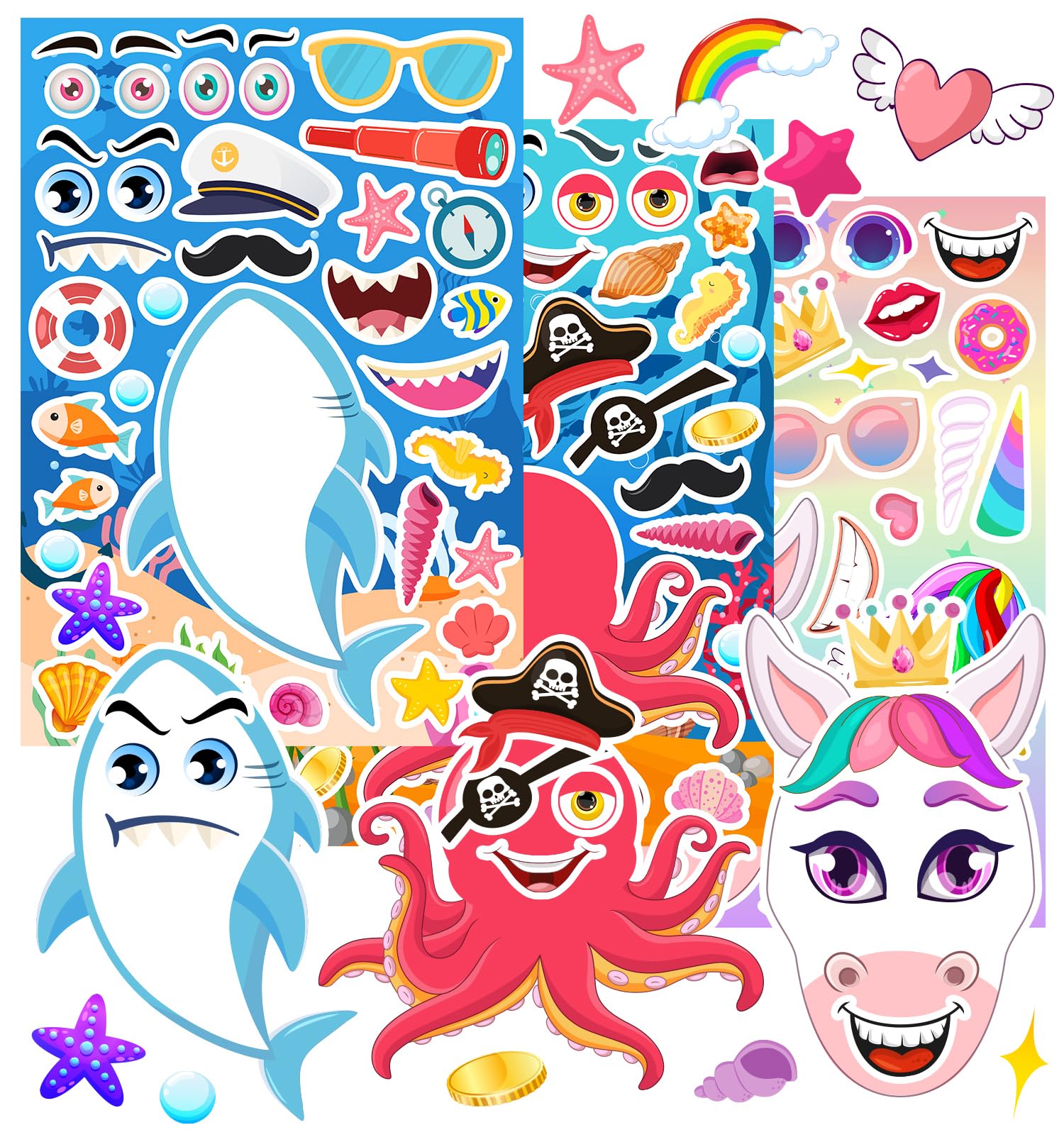 Fun Animal Face Stickers for Kids - 36 Sheets for Crafts & Party Favors