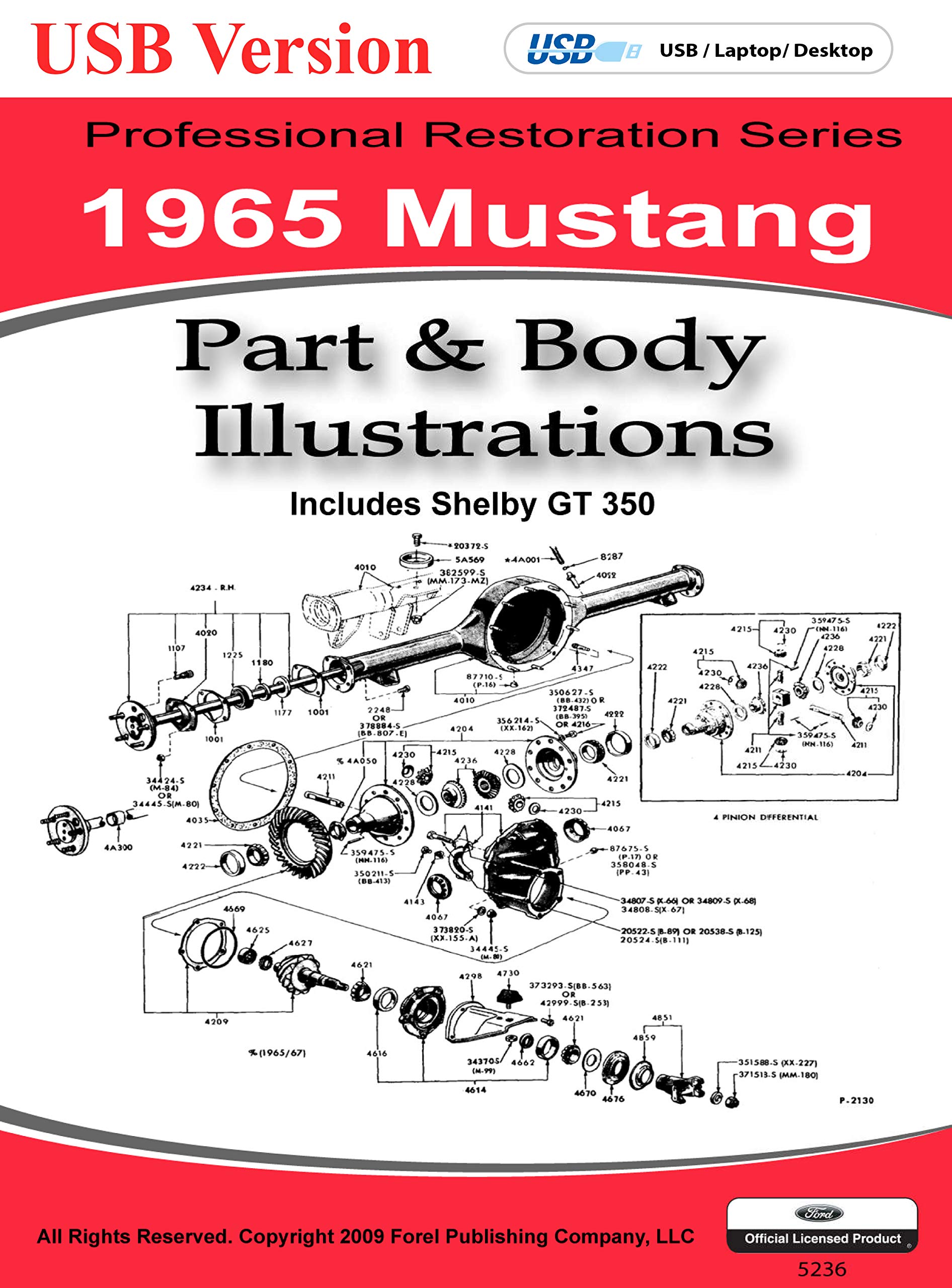 1965 Ford Mustang Restoration Parts & Body Diagrams - Digital Download (USB) - Perfect for Classic Car Restoration Projects & DIY Enthusiasts