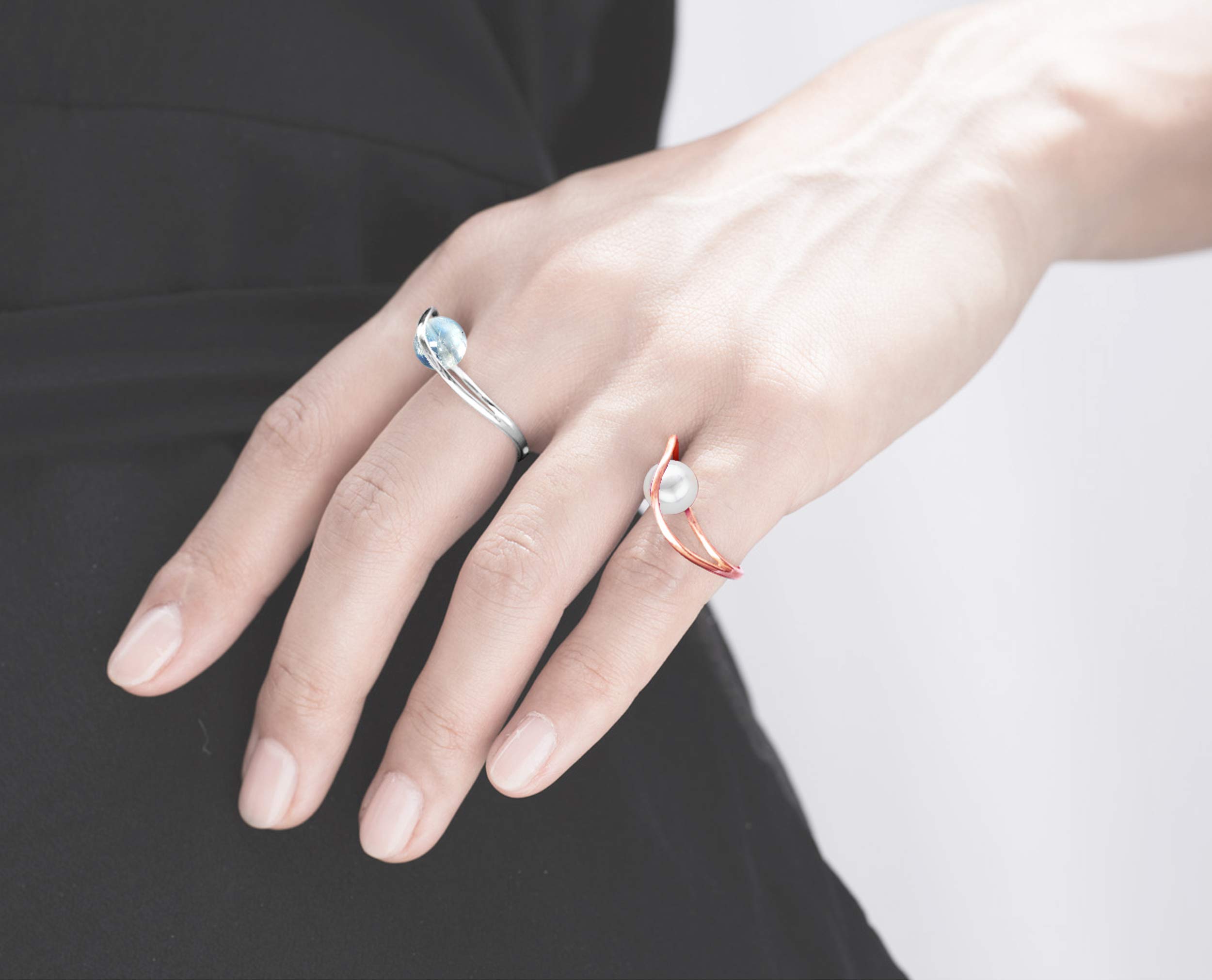 Majade Pearl Engagement Ring - 14K Rose Gold Solitaire June Birthstone Wedding Band | Handmade Minimalist Non-Diamond Promise Ring for Brides, Anniversaries & Special Occasions