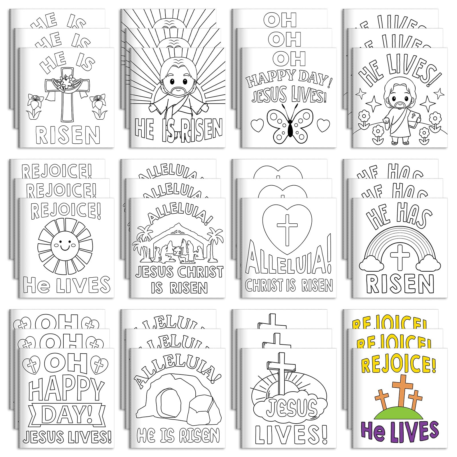 36 Pcs DIY Christian Easter Notepads Set - Jesus He Lives Religious Notebook, Cross Bible Memo Pads for Coloring - Bulk Easter Party Favors for Church, Sunday School & Bible Study Activities