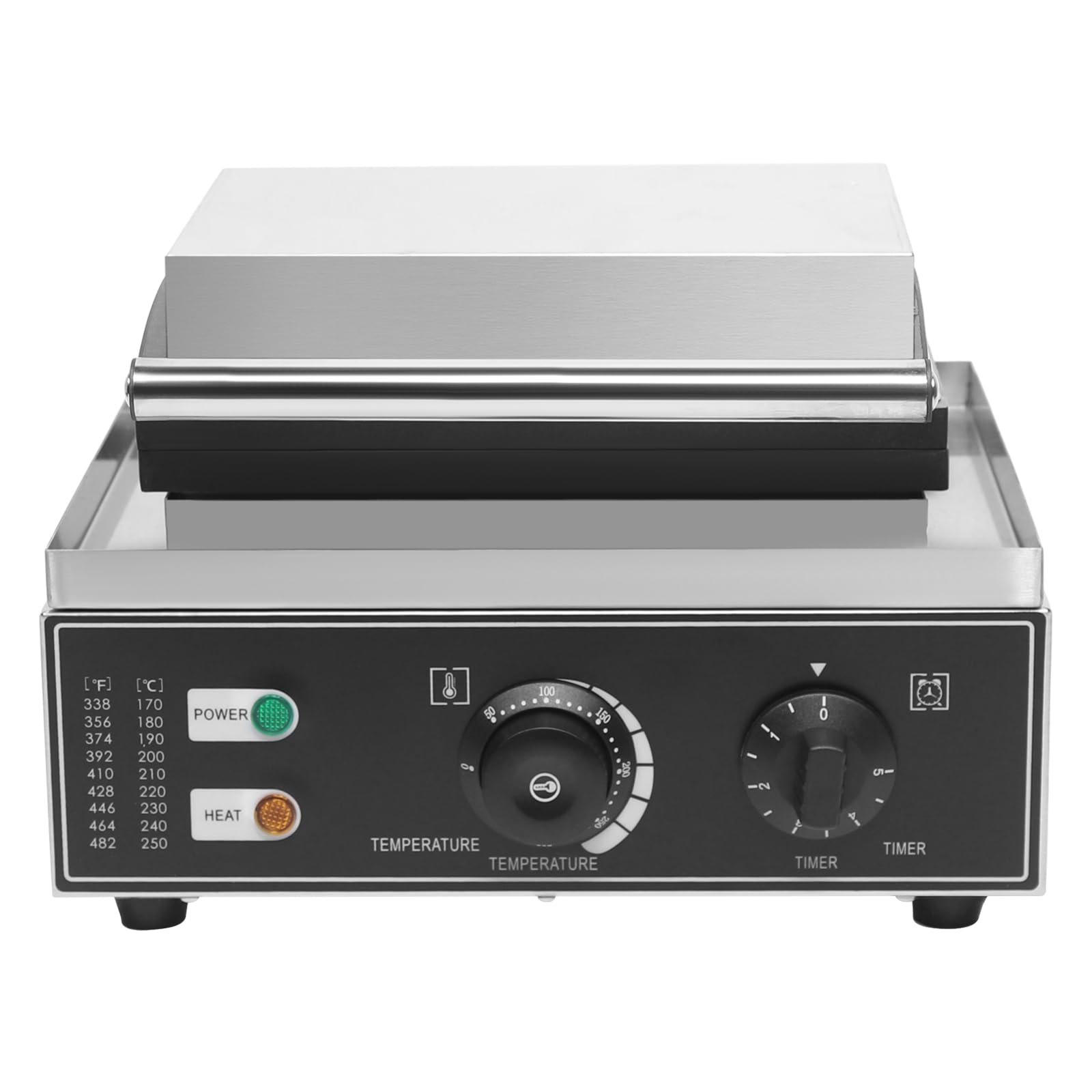 Commercial Stainless Steel Donut Maker Machine - 6Holes Double-Sided Electric Pancake & Waffle Baker with Non-Stick Surface, Time & Temperature Control (1550W) - Perfect for Bakeries, Breakfast Stores, Supermarkets, and Home Kitchens
