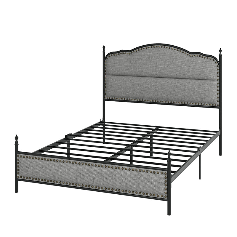 Ernesto 61 Industrial King & Queen Size Platform Bed Frame - Modern Metal & Wood Design for Bedroom, Guest Room, Loft or Studio Apartment