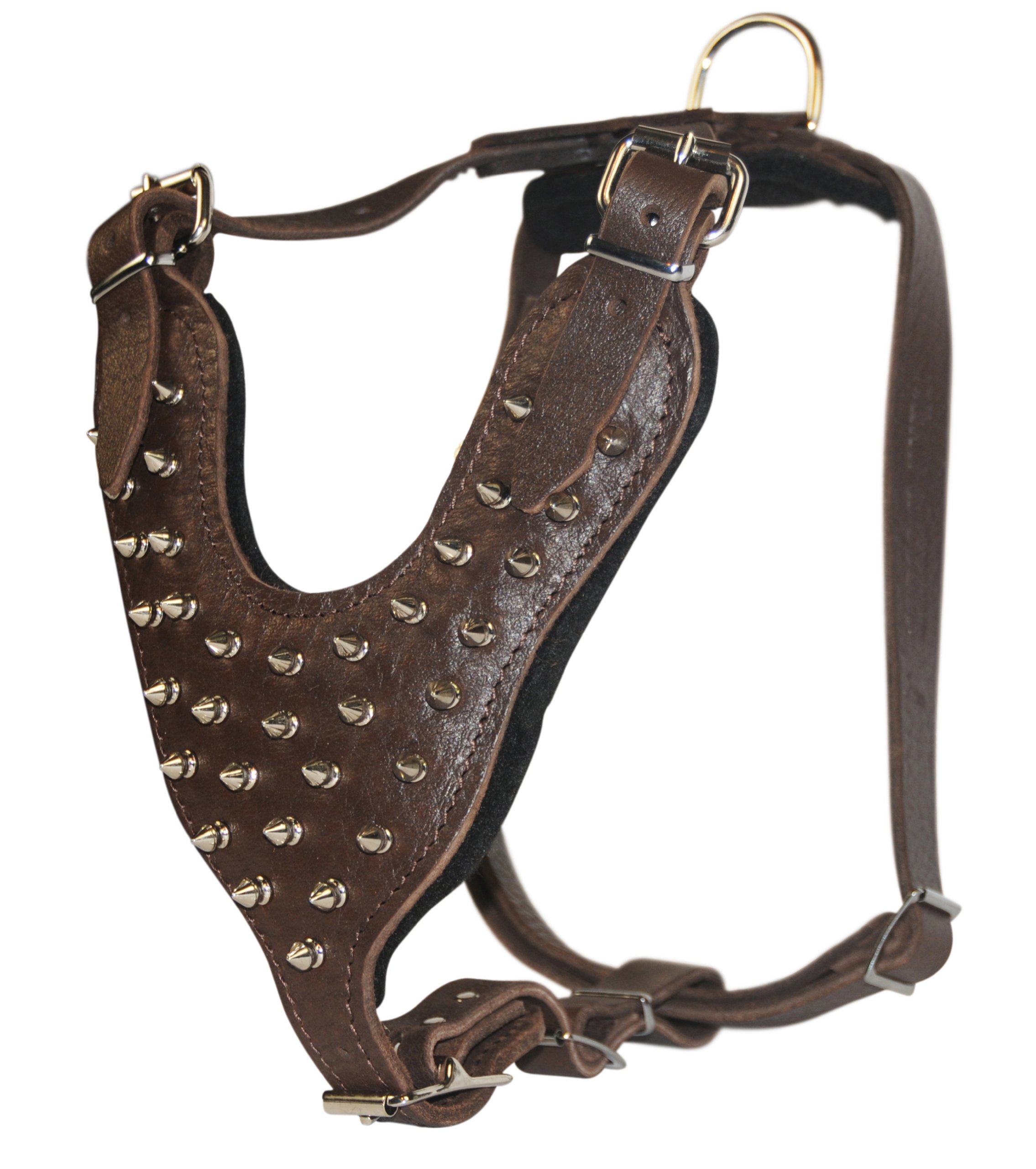 Dean and Tyler The Blade with Handle Nickel Hardware Leather Dog Harness - Large (22-36 Inch Girth) - Durable Brown Leather Dog Walking Harness for Training, Hiking & Outdoor Adventures