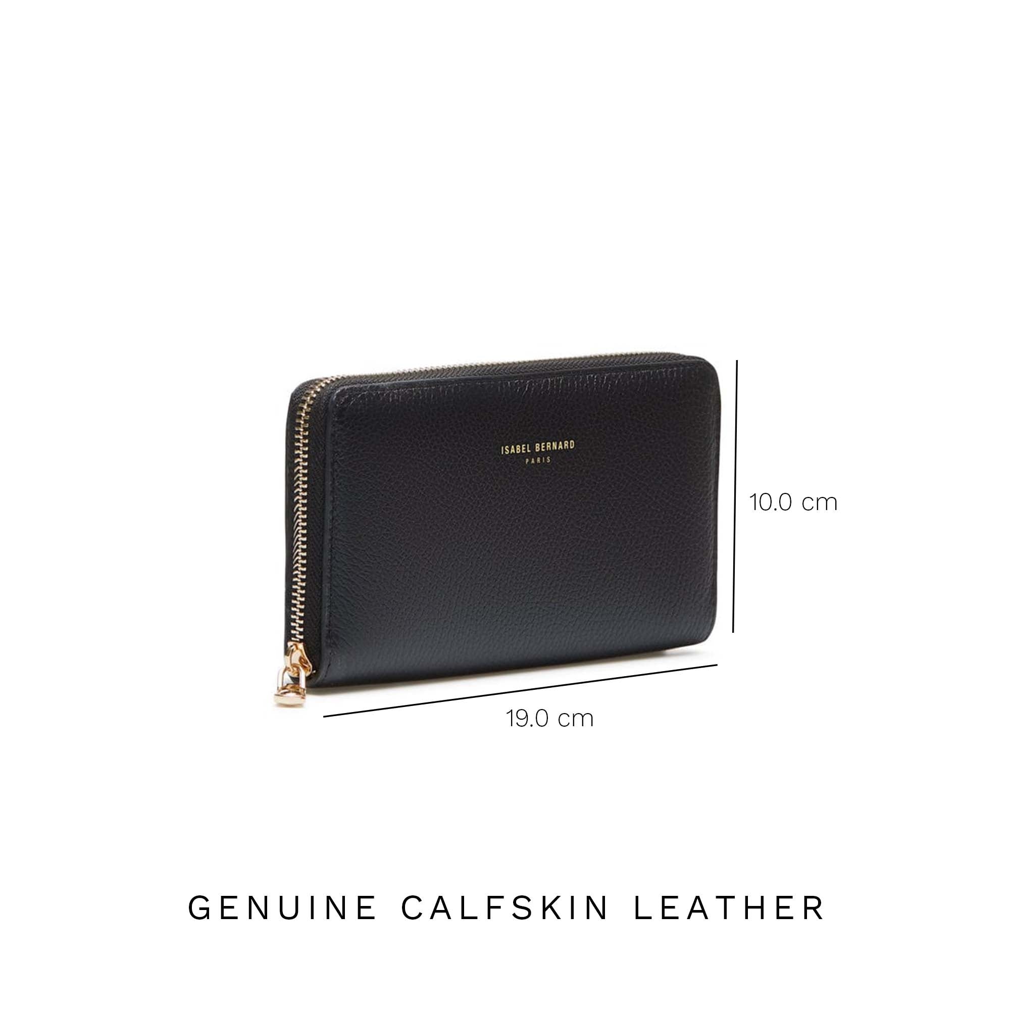 Isabel Black Calfskin Leather Shopper Bag and Wallet Set for Women - Perfect Gift for Travel, Work, and Everyday Use