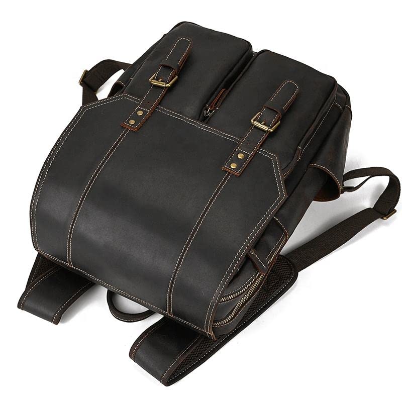 Premium Genuine Leather 16-Inch Laptop Backpack for Men - Durable Business Briefcase & Travel Backpack for Work, Commuting & Outdoor Adventures