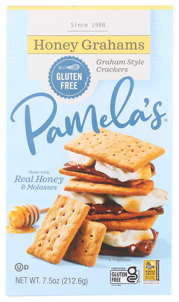 Pamela's Products Gluten Free Graham Crackers Honey - 7 oz (Pack of 2) | All-Natural Snack for Kids, Camping, S'mores & Healthy Desserts | Certified Gluten-Free & Vegan Friendly