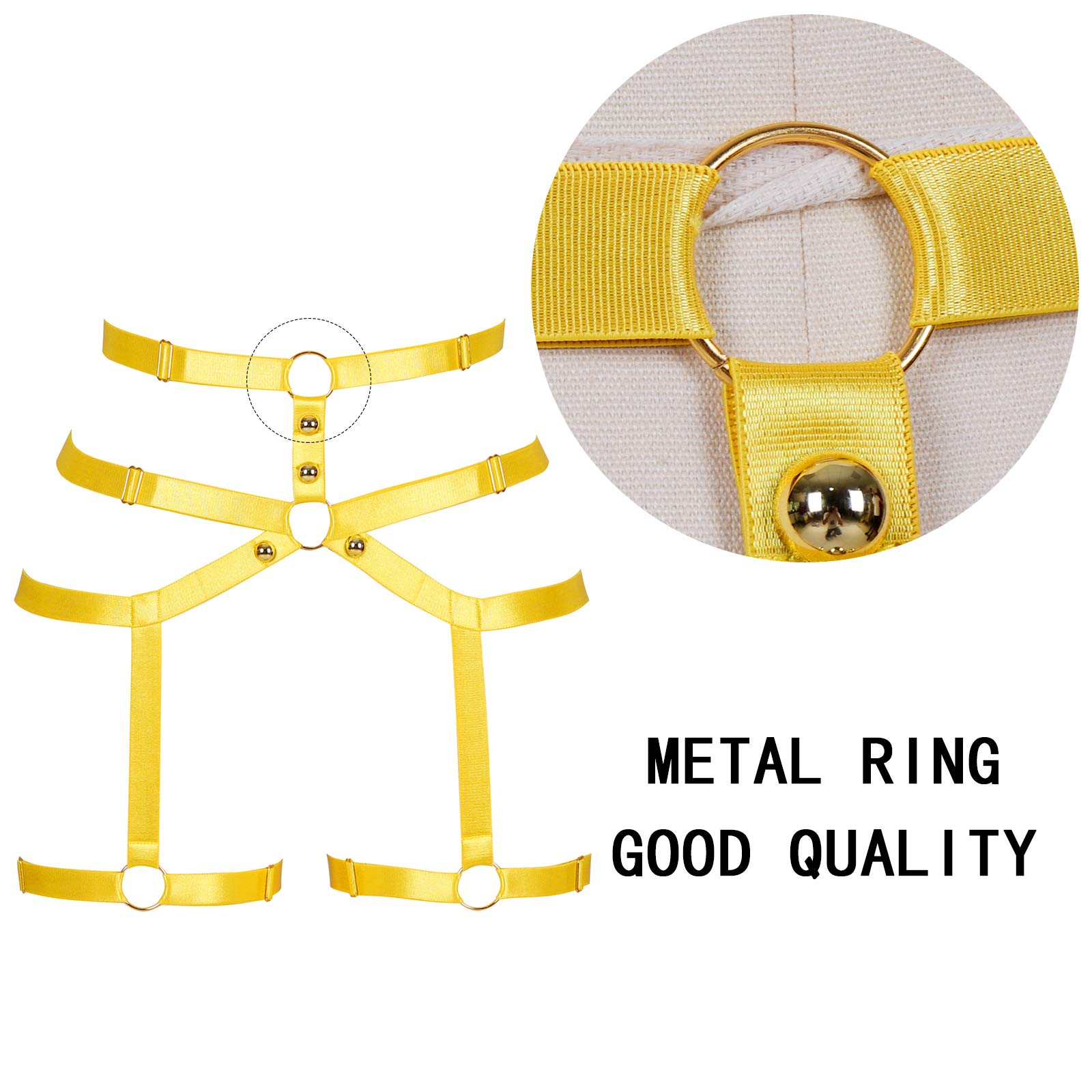 Women's Stretchy Gothic Punk Body Harness Garter Belt - Adjustable Leg Straps for Dance, Photography & Fashion - Perfect for Gothic, Punk & Burlesque Outfits