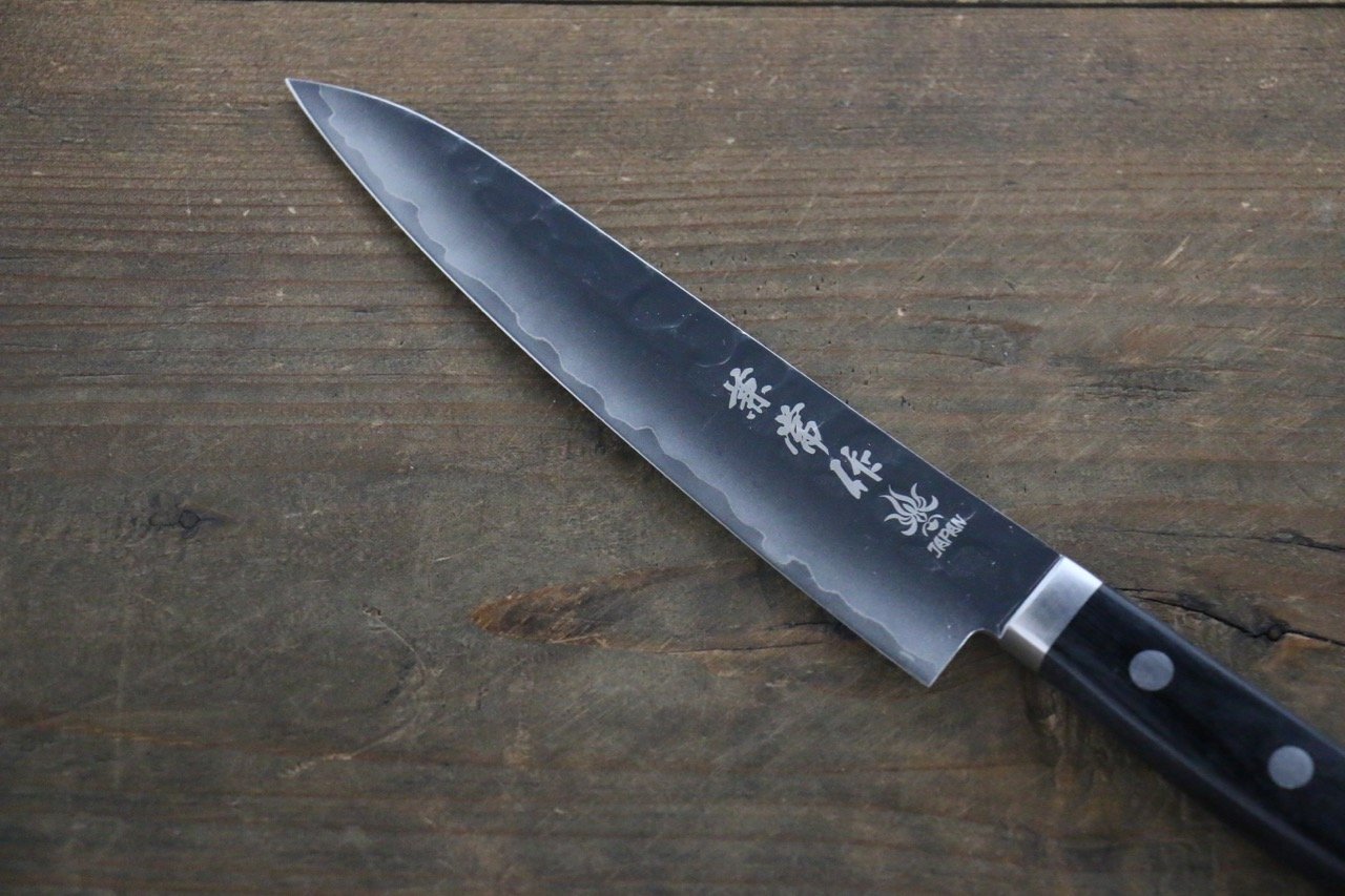 Kanetsune VG1 Hammered Petty Utility Knife 135mm - Japanese Pakkawood Handle - Perfect for Slicing Fruits, Vegetables & Small Kitchen Tasks