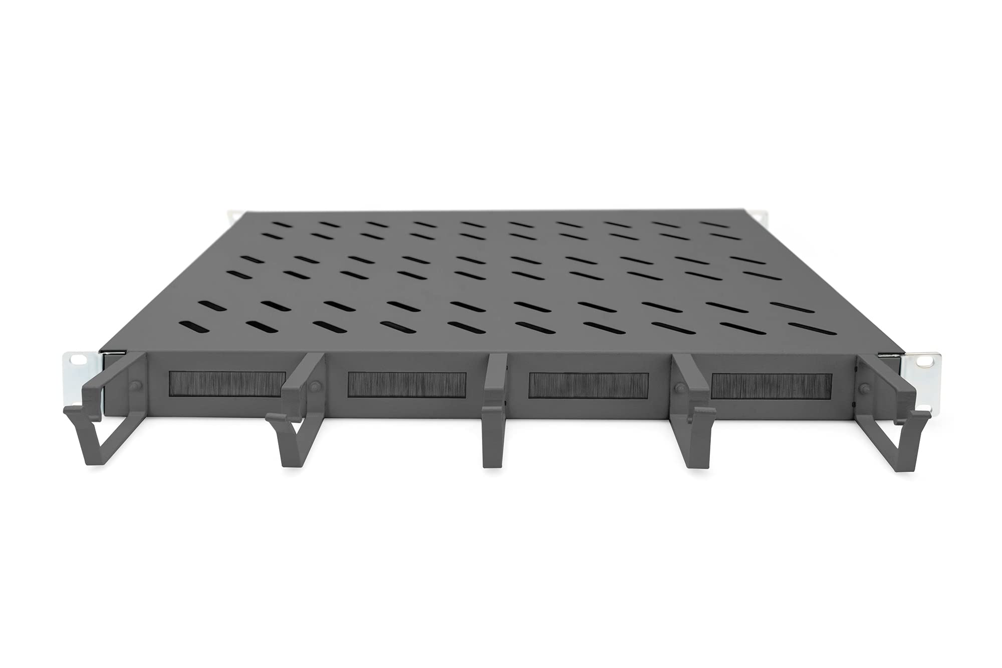 DIGITUS 1HE Fixed Shelf for 600mm Deep Server Cabinets - Black Cable Management Rack Shelf | Perfect for Data Center & Network Equipment Organization