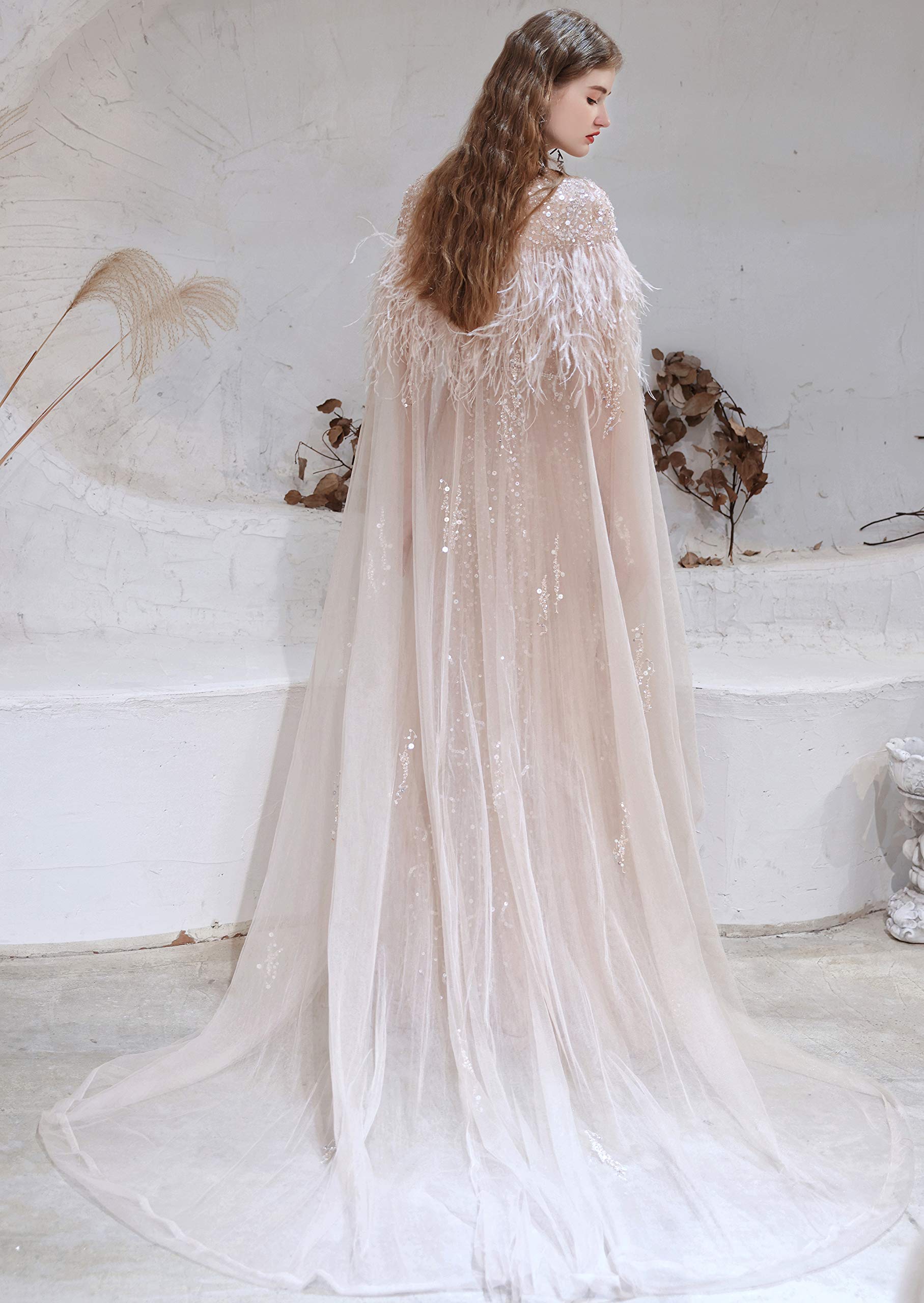 Elegant Women's V-Neck Beaded Sequins Tulle Evening Gown with Detachable Shawl - Perfect for Prom, Wedding Guest, Cocktail Party & Formal Occasions