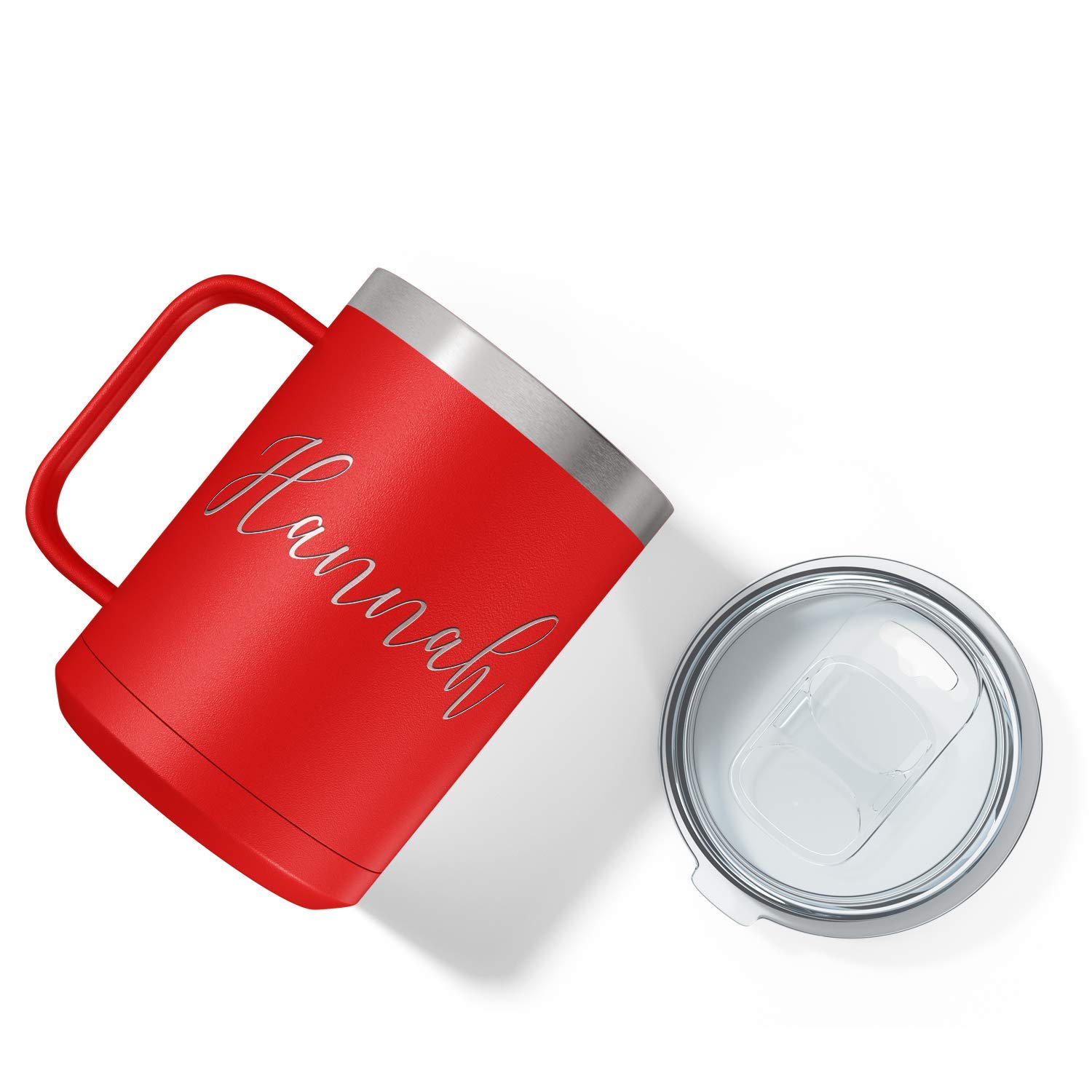 Personalized Red Matte Stainless Steel Coffee Mug 15 oz - Custom Engraved Vacuum Insulated Travel Cup with Handle - Perfect Gift for Office, Home & Outdoor Use