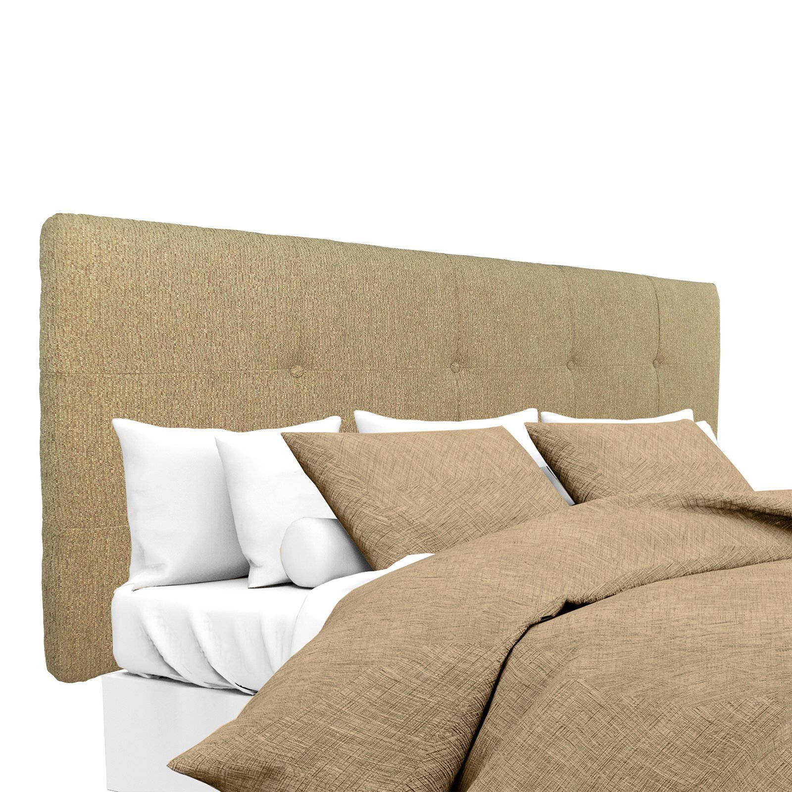 MJL Furniture Designs Ali Allure Series Modern 8-Button Tufted Adjustable Upholstered Headboard for Eastern King Bed - Pebble Gray | Luxury Bedroom Upgrade for Master Suite & Guest Rooms