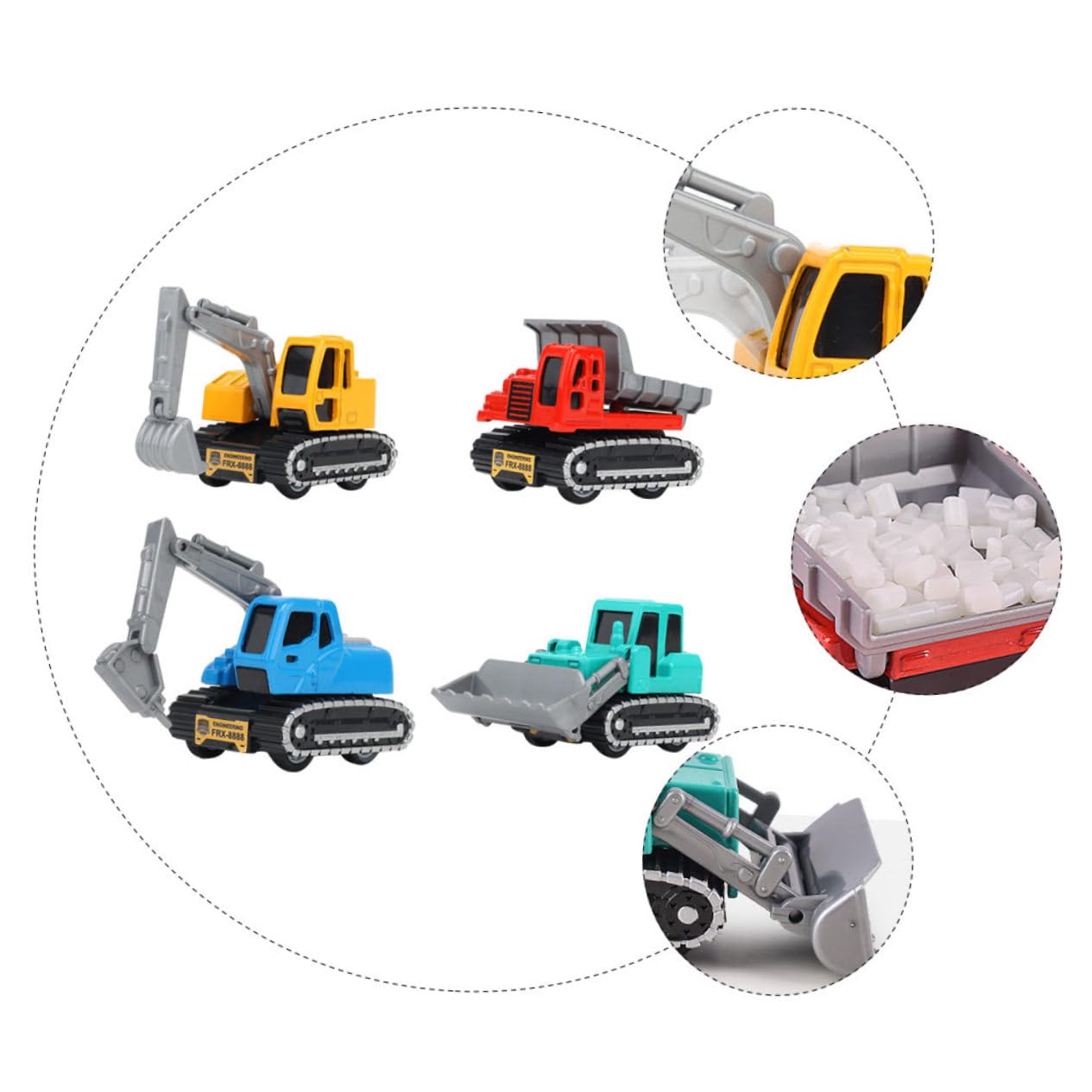 PHENOFICE 4-Piece Alloy Excavator Toy Set - Construction Vehicle Pull Toys for Kids, Durable Engineering Truck & Tractor Toys - Perfect for Sandbox Play, Birthday Gifts & Pretend Play Scenarios