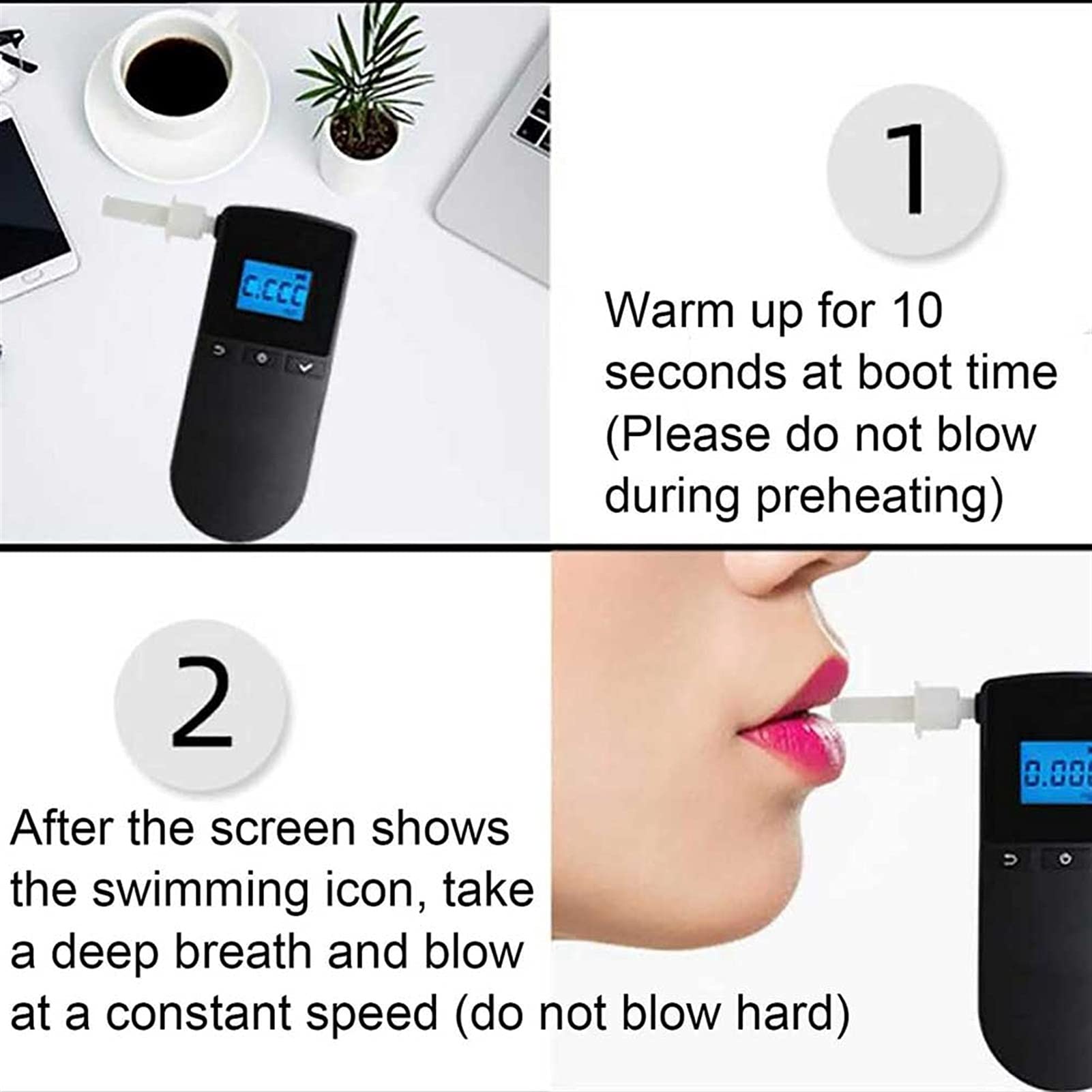 Upgraded Portable Alcohol Tester with LED Display - Digital Breathalyzer with Mouthpieces & Carrying Case for Home, Car, and Party Use - Accurate BAC Level Detection for Personal & Professional Scenarios