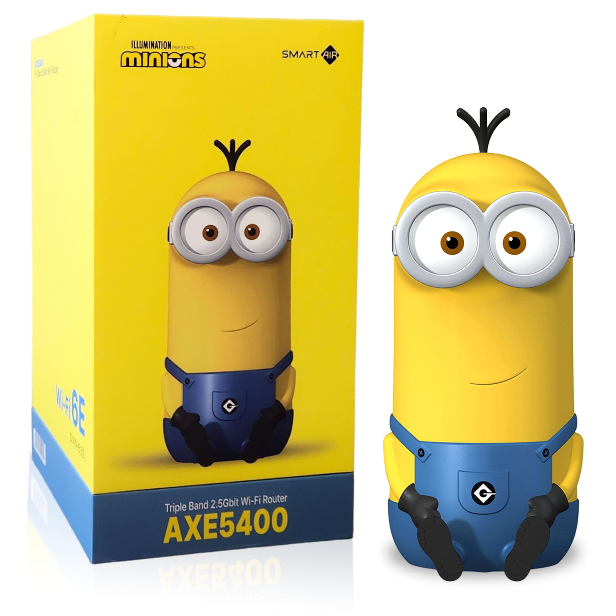 Davolink Minions Kevin Wi-Fi 6E Gaming Router - Ultra-Fast 5400Mbps Tri-Band Wireless Internet for 4K Streaming & Lag-Free Gaming - Secure Travel WiFi Hotspot for Hotels, Remote Work & Smart Homes (2024 Model)