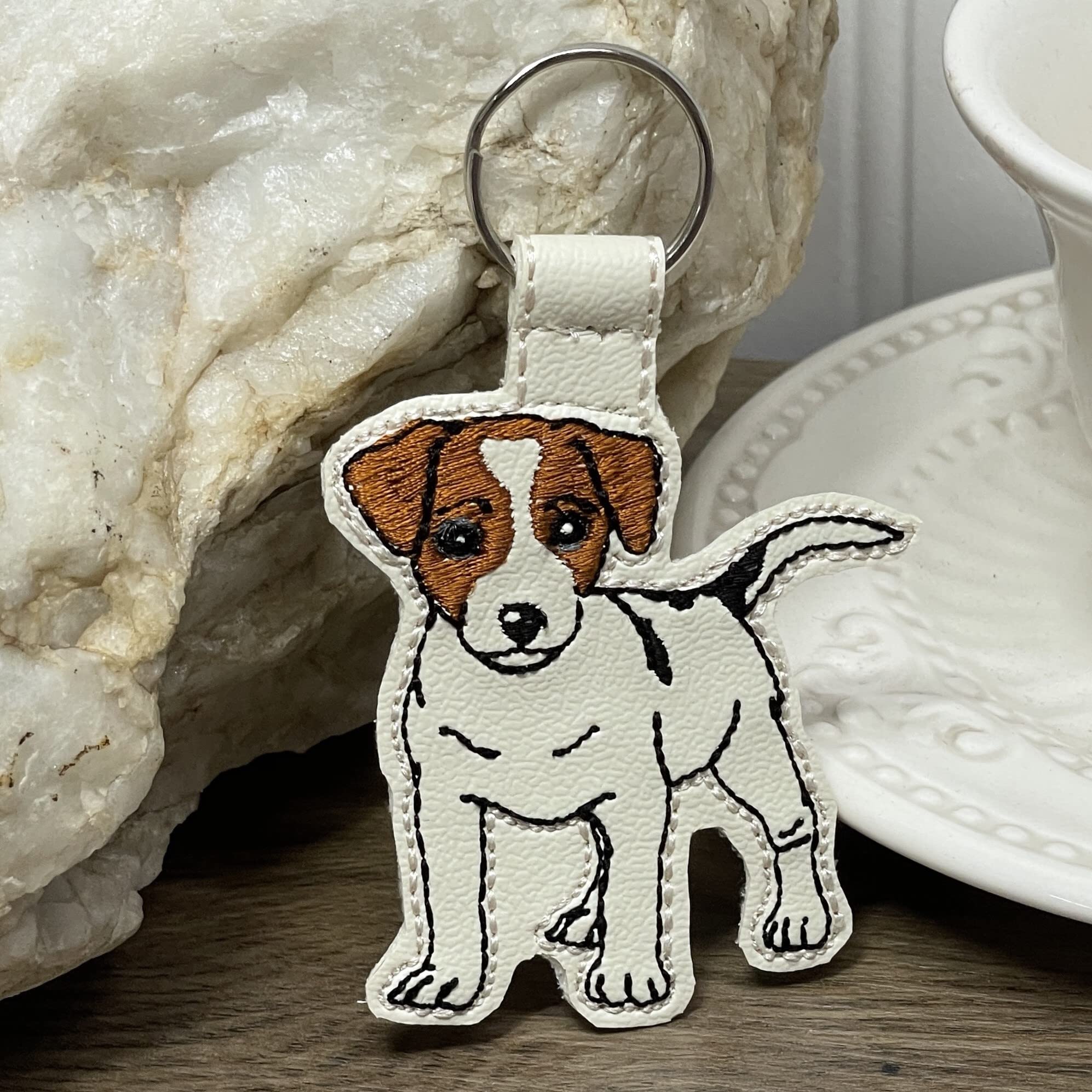 Jack Russell Terrier Keychain - White & Brown Pet ID Luggage Tag by Syntryz | Perfect for Dog Lovers, Travel Accessories & Gift Ideas