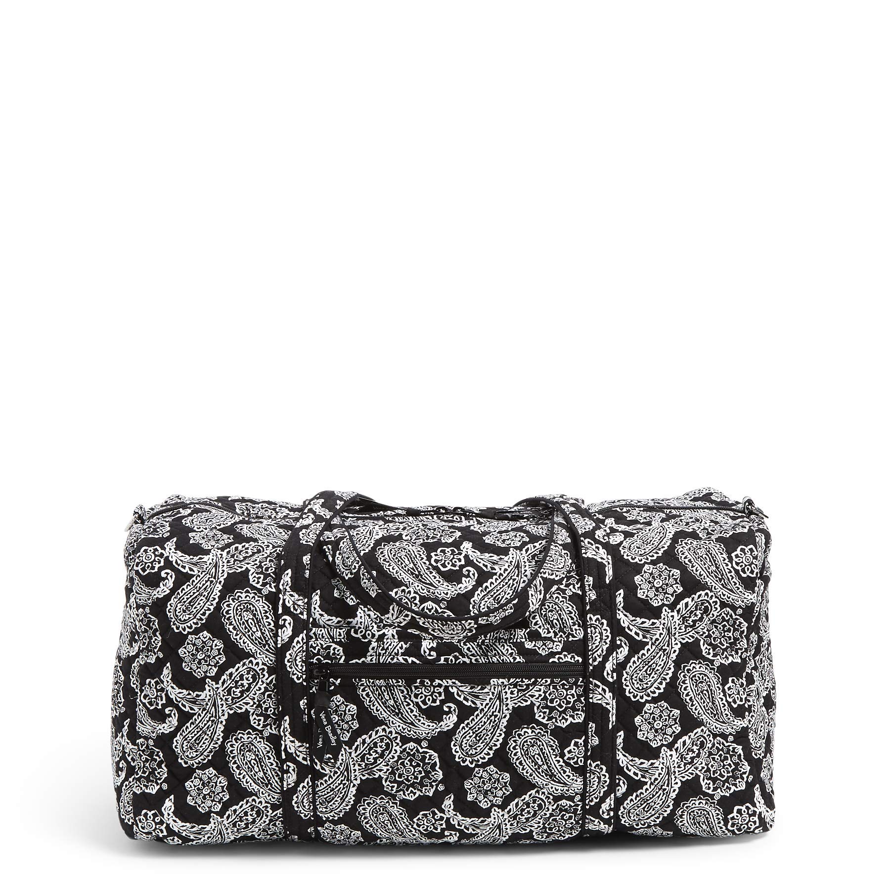 Vera Bradley Women's Cotton Collegiate Large Travel Duffle Bag - Oklahoma State University Black/White Bandana Print - Spacious Weekender Bag for College, Gym, Sports & Travel - Multiple Team Options Available