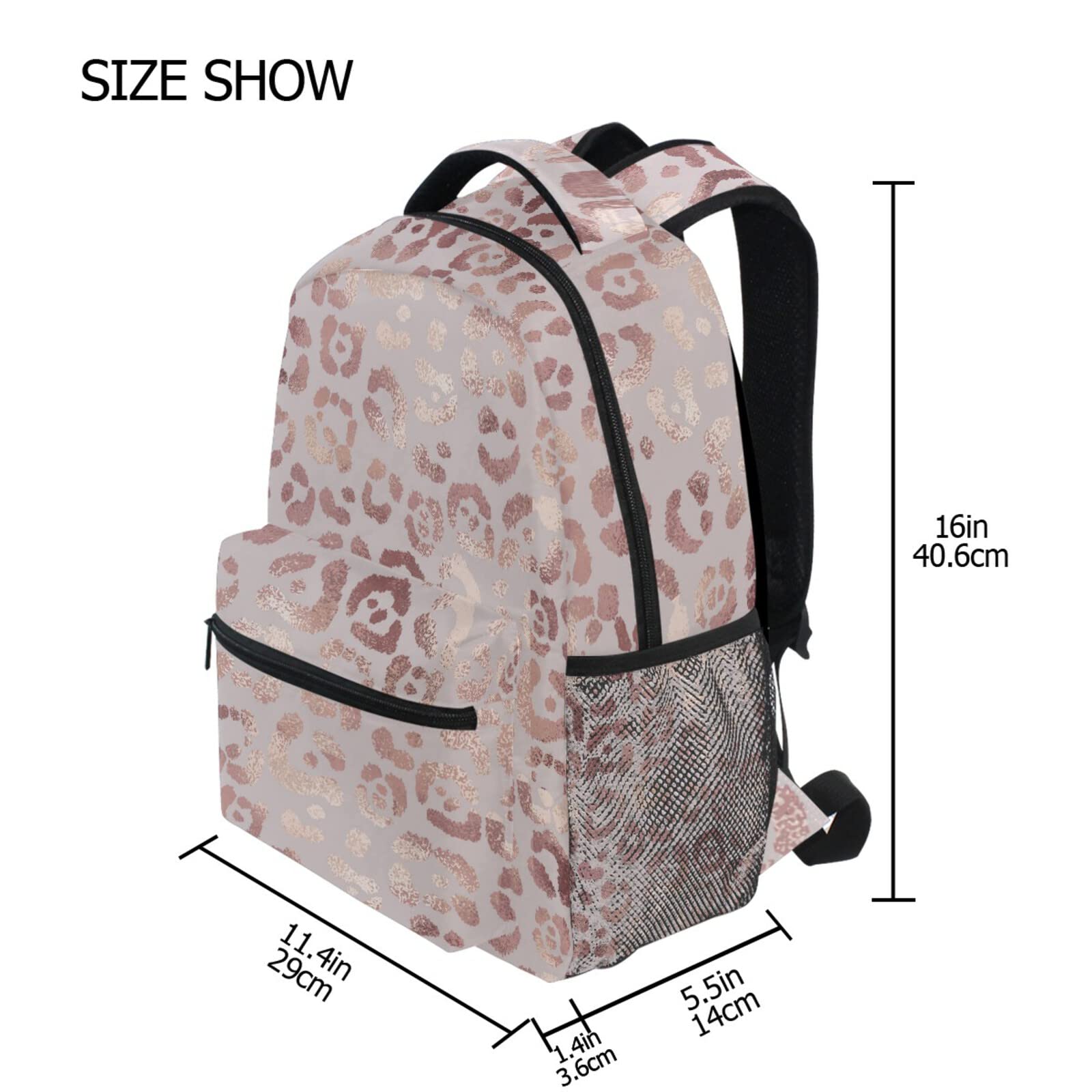 Stylish Rose Gold Leopard Print Laptop Backpack for College Students & Professionals - Durable School Bookbag with iPad/Tablet Compartment - Perfect for Travel, Work & Campus Life (One Size Fits All)