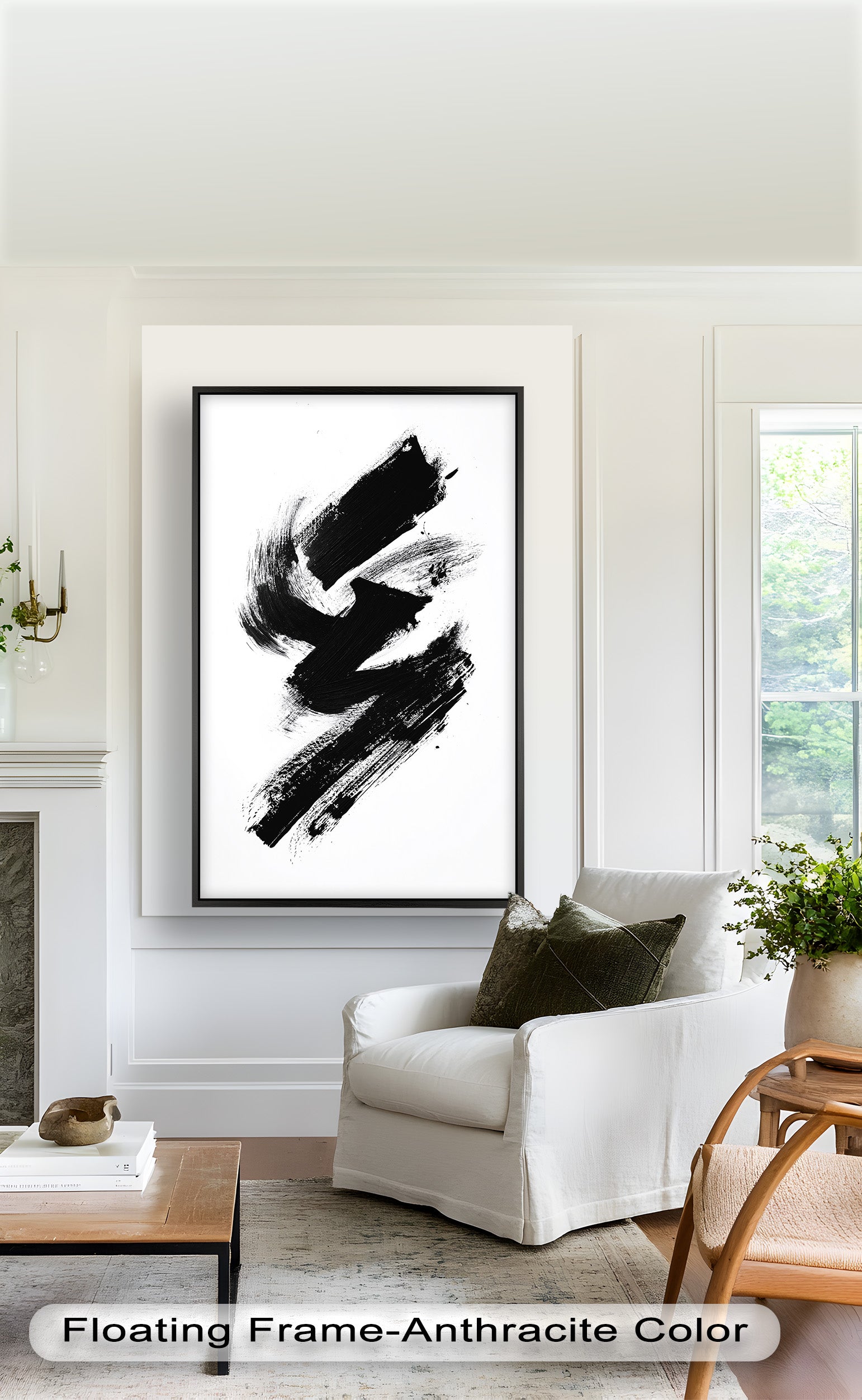 Black Brushstroke Abstract Oil Painting - Modern Wall Art for Living Room, Bedroom & Office Decor