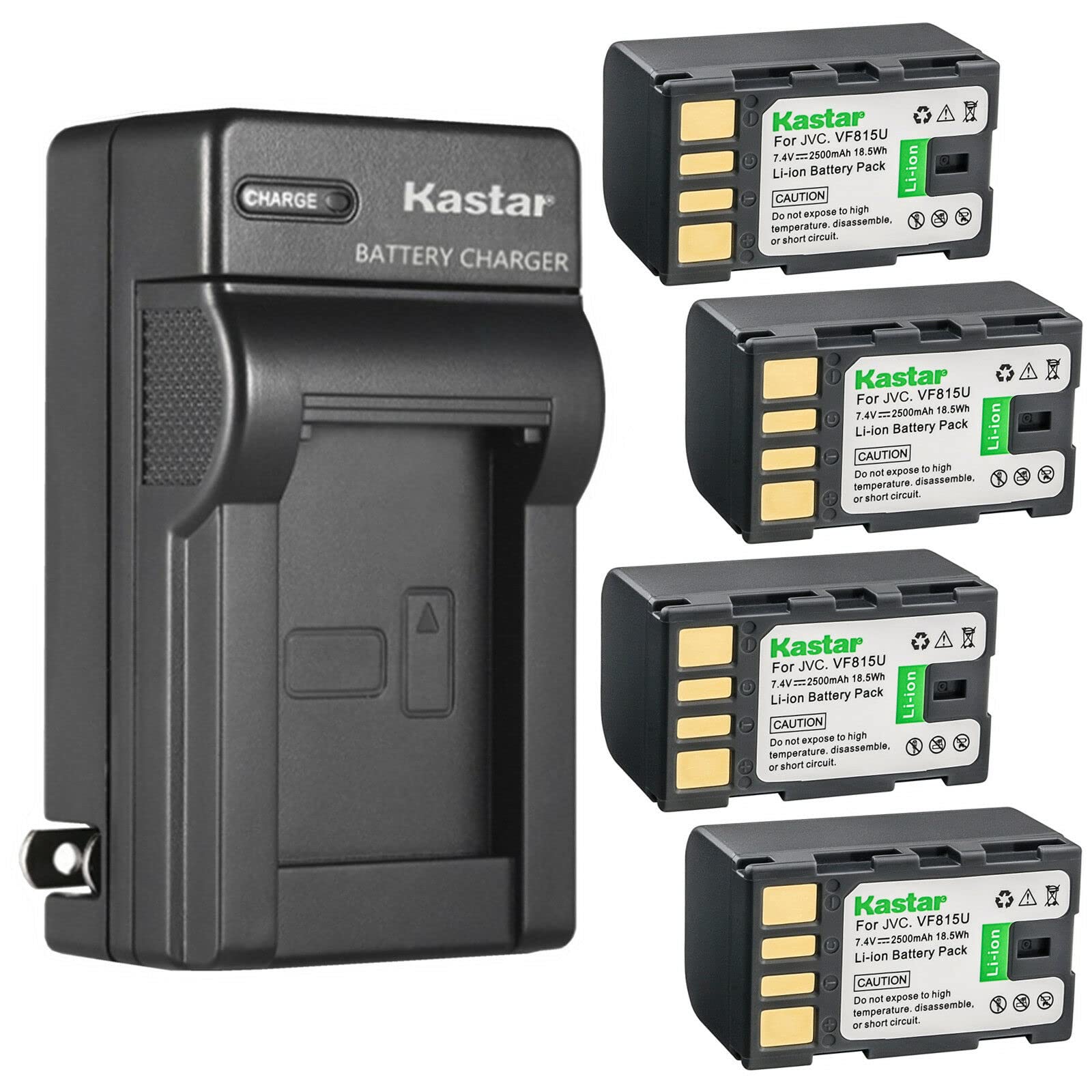 Kastar 4-Pack Replacement Battery and AC Wall Charger Compatible with JVC GR-D796EX/D820/D850/D851/D853/D860/D870 Camcorders - Perfect for Travel, Vlogging, and Home Video Recording