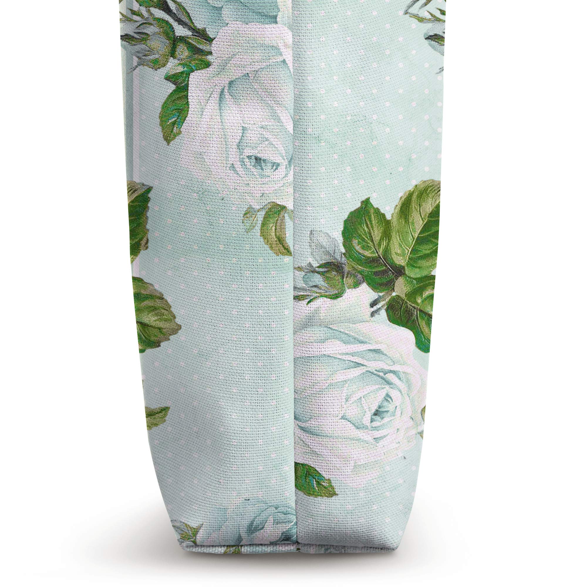 Stylish Teal & Turquoise Botanical Floral Rose Tote Bag for Women - Perfect for Work, Beach & Shopping