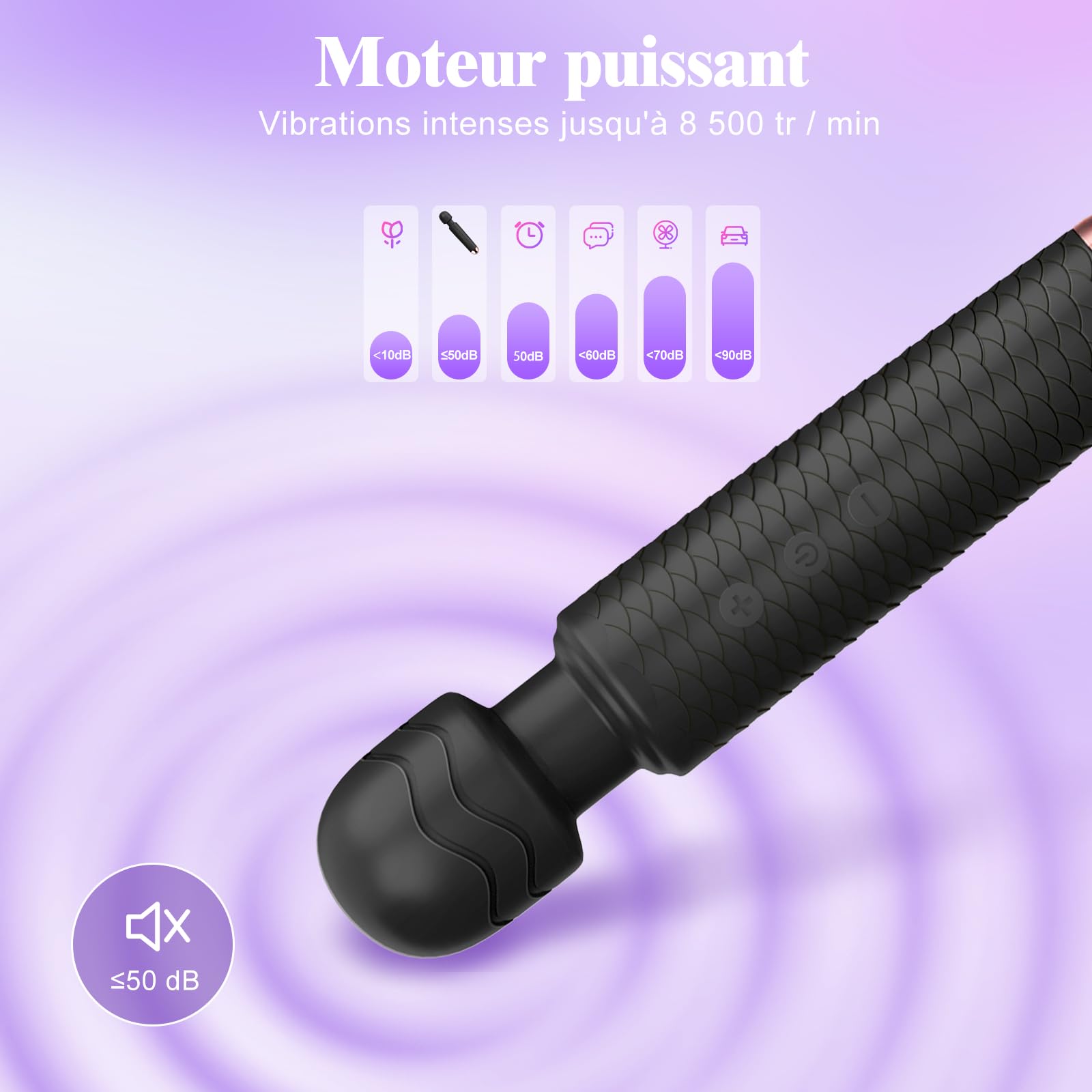 YICOCO Powerful Rechargeable Wireless Electric Wand Massager with 25 Vibration Modes - USB Charging Clitoral Stimulator for Women & Couples - Perfect for Solo Play, Couples Intimacy & Relaxation