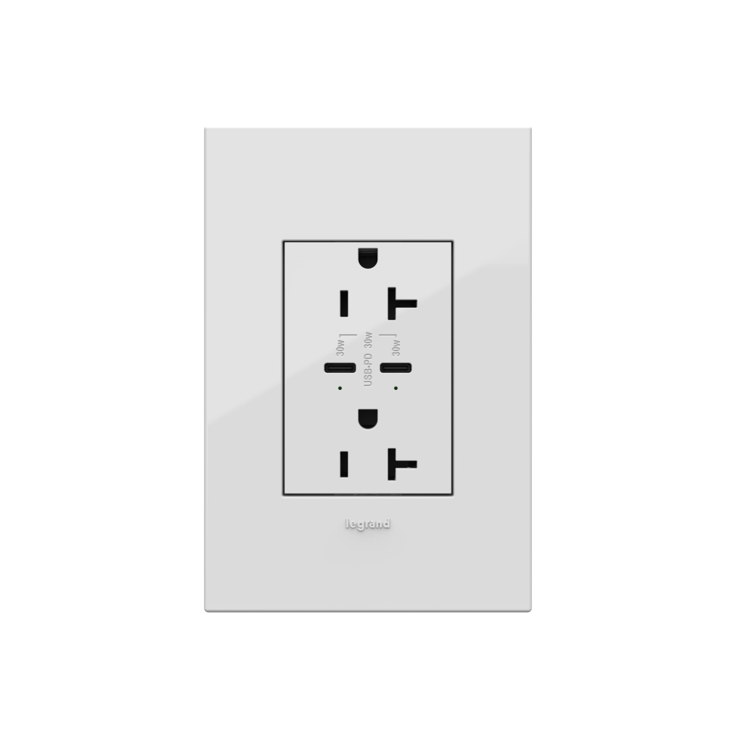 Legrand Adorne 20A Tamper-Resistant Ultra-Fast USB-C Power Outlet with Power Delivery - 4-Pack White (ARTRUSB20PD30W4-4PK) - Perfect for Home Offices, Kitchens & Smart Device Charging