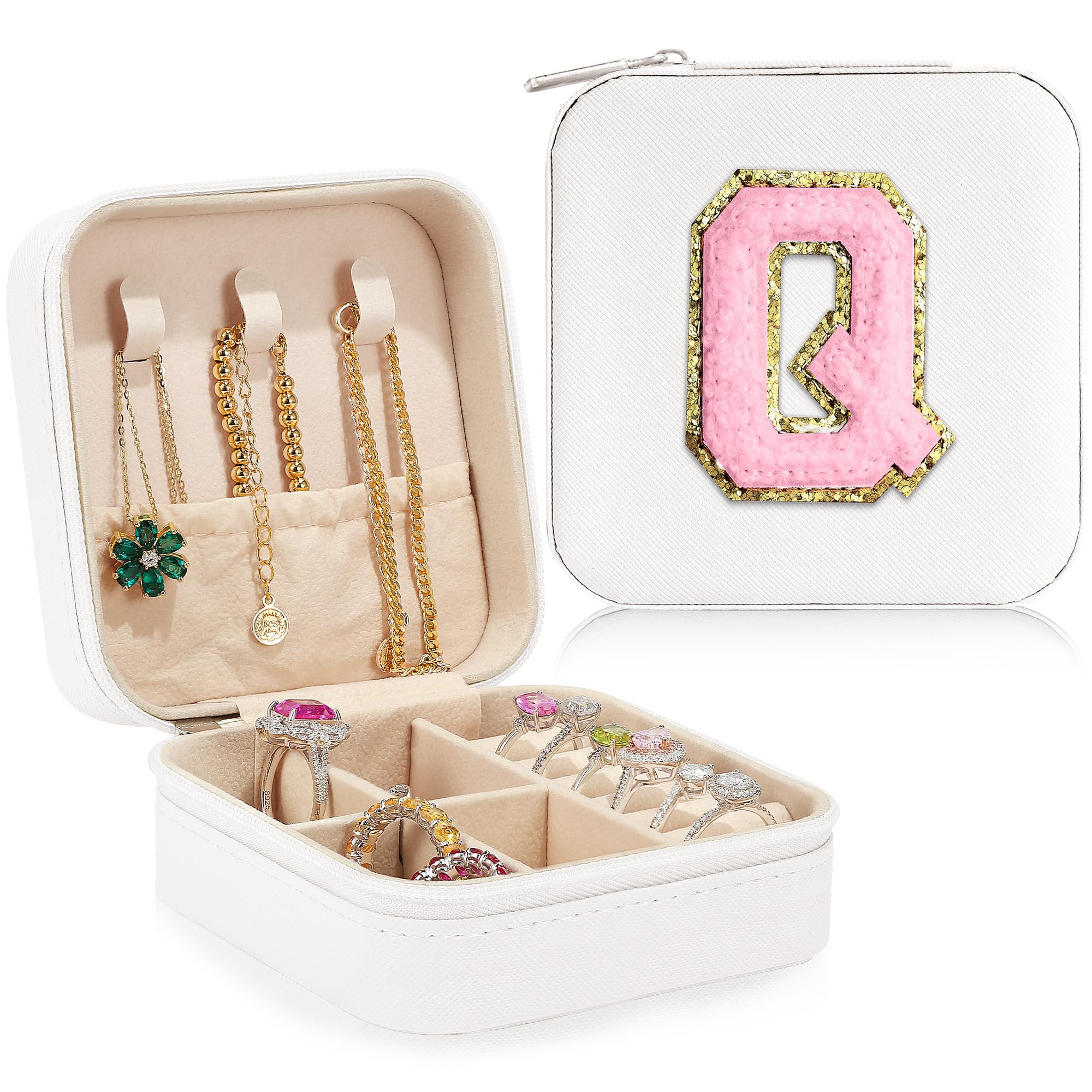 Parima Jewelry Organizer for Women - Portable Travel Jewelry Case with Necklace, Earring & Ring Compartments | Pink Jewelry Storage Box | Perfect Travel Gift & Essential for Women | Great for Vacations, Business Trips & Daily Use