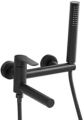 Wall Mounted Waterfall Bathtub Faucet with Hand Shower - Brass Bathroom Sink Tap with Stainless Steel Hose - Perfect for Modern Bathroom & Spa Relaxation (Chrome Finish)