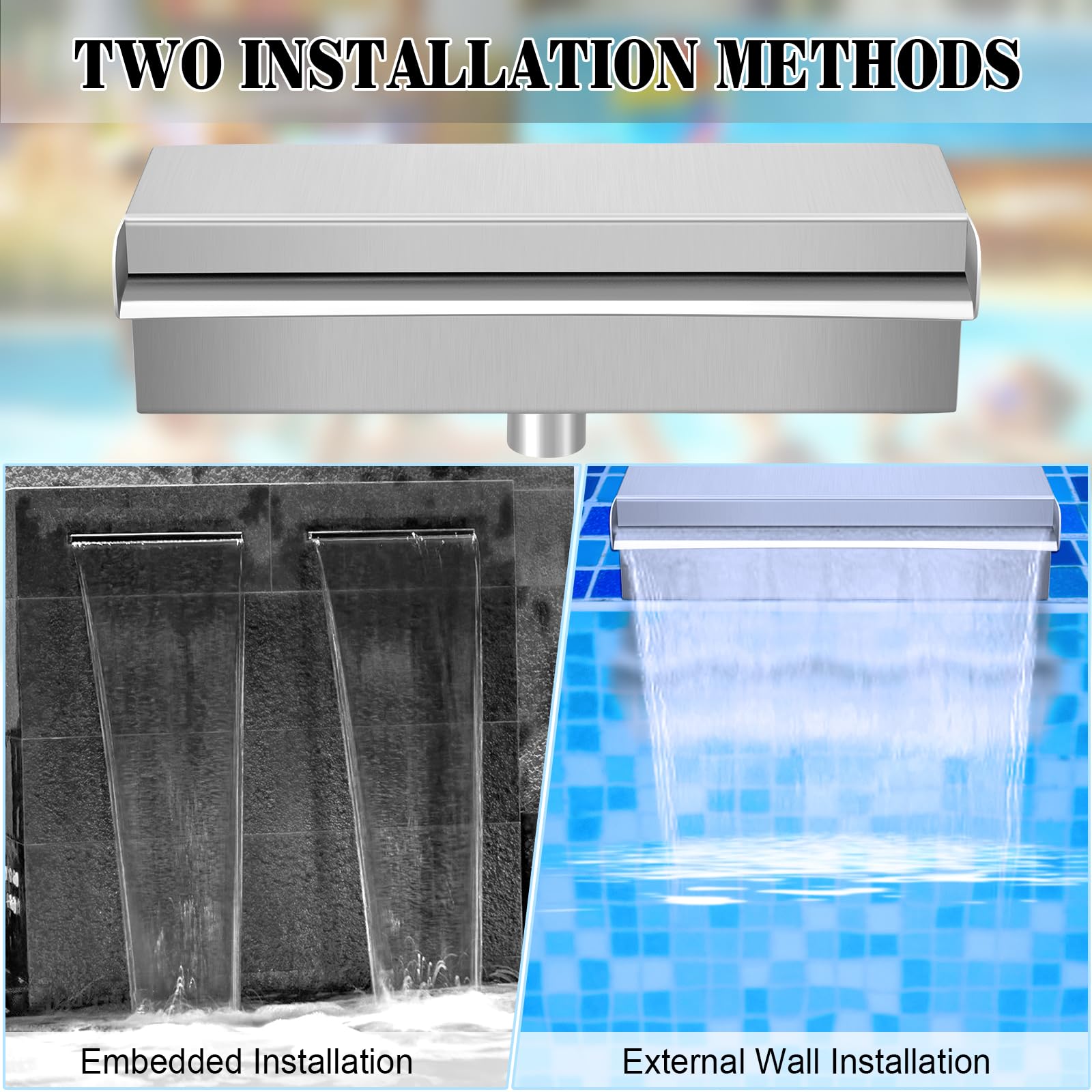 304 Stainless Steel Waterfall Pool Fountain - 17.7\