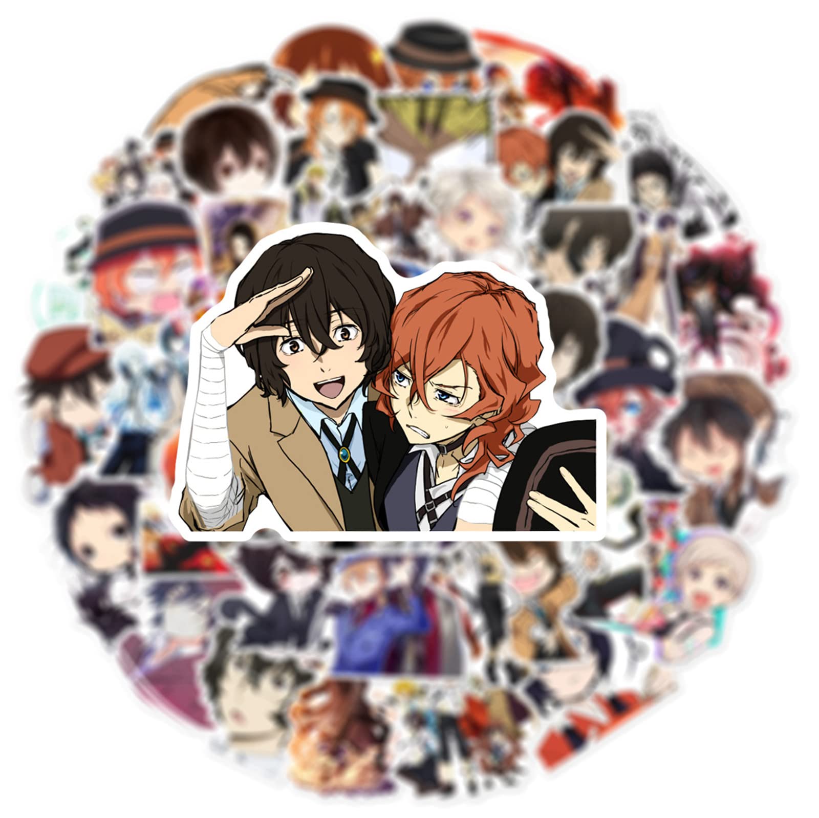 50Pcs Bungo Stray Dogs Anime Stickers - Japanese Cartoon Decals for Hydro Flask, Laptop, Phone, Skateboard - Waterproof Vinyl Sticker Pack for Kids, Teens, Girls - Perfect for School, DIY Crafts, Water Bottle Decoration