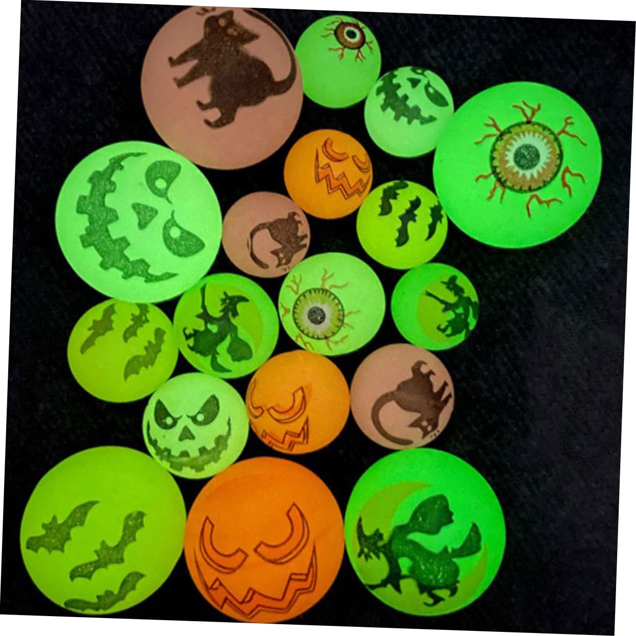 HOOTNEE 20-Pack Glow in The Dark Bouncy Balls - Halloween Party Favors, Kids Birthday Party Supplies, Rubber Bouncing Balls for Outdoor Games & Nighttime Play