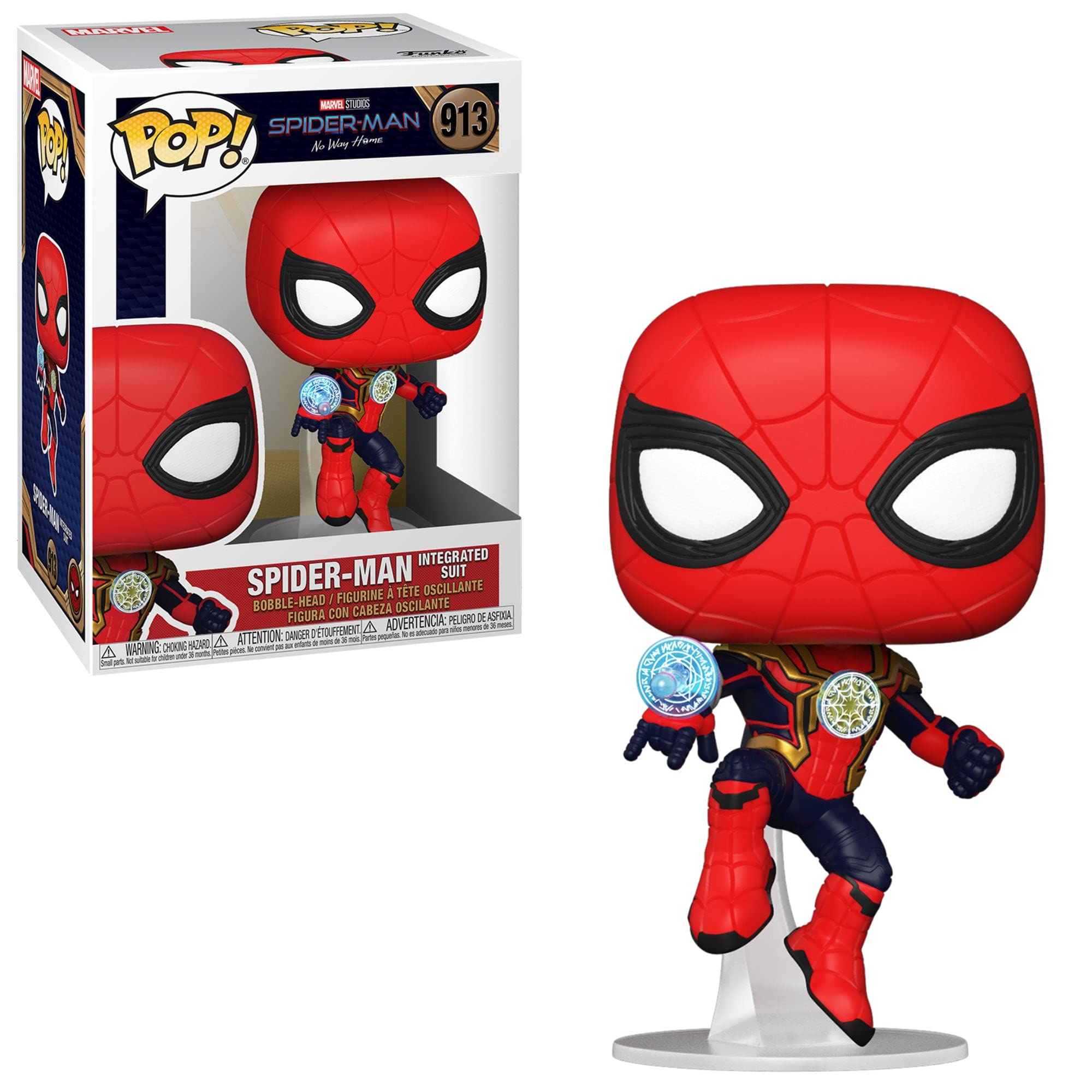 Spider-Man Marvel No Way Home Integrated Suit Funko Pop! Vinyl Figure with Pop Box Protector - Collectible Action Figure for Marvel Fans & Home Decor