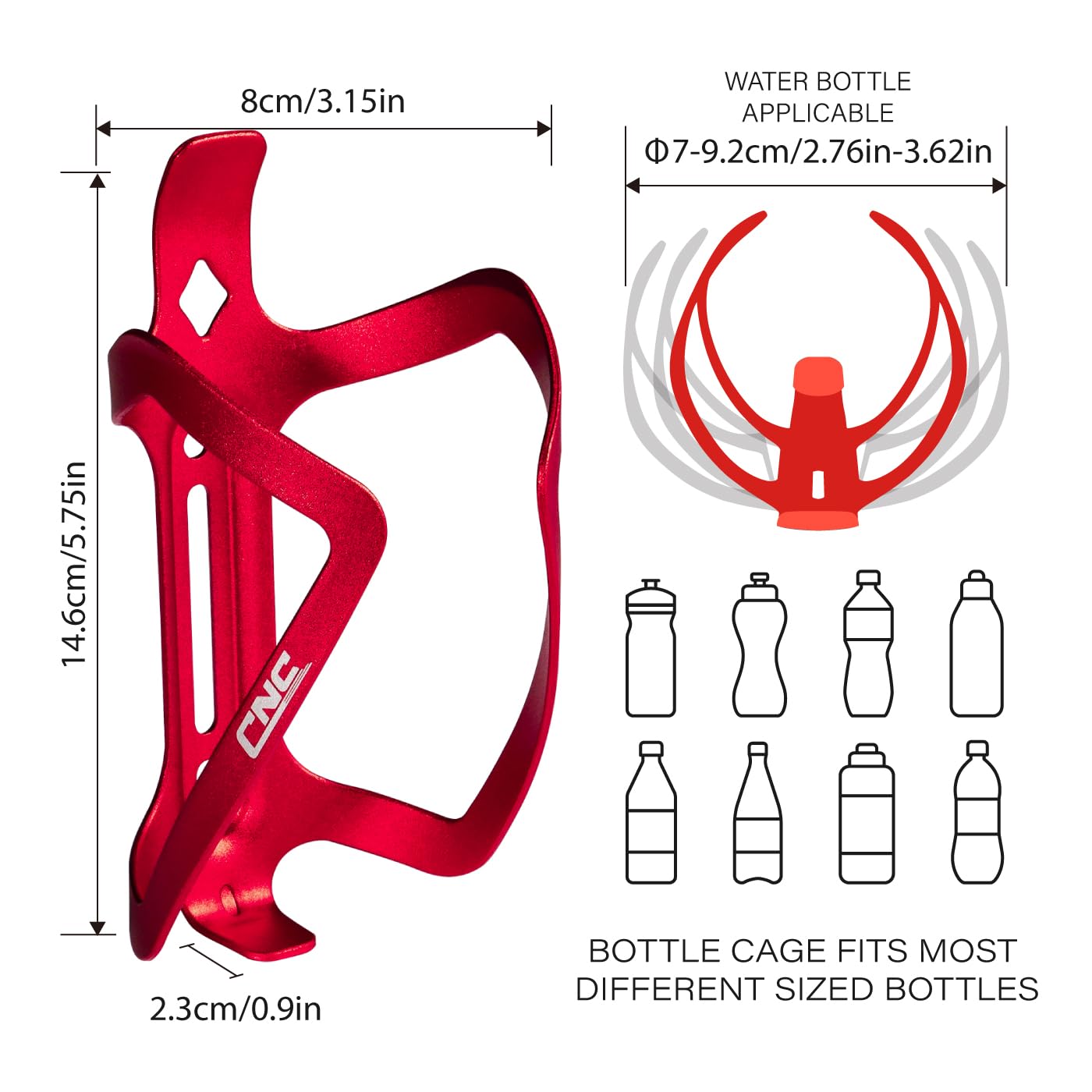 CNC Bike Water Bottle Holder - 2 Pack Aluminum Alloy Bicycle Water Bottle Cage for Road Bike & Mountain Bike - Lightweight & Durable Cycling Accessories (Red) - Perfect for Commuting, Road Cycling & Mountain Biking Adventures