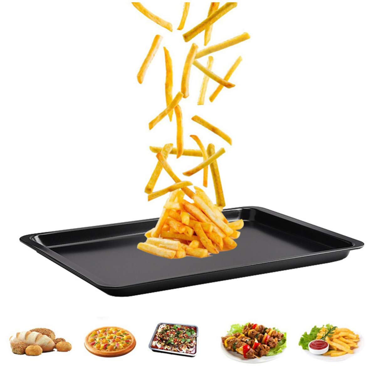 2-Pack Nonstick Carbon Steel Baking Sheets - 10x14.5 Inch Cookie Pans (9x13 Inch Inner) - Heavy Duty Commercial Grade Bakeware for Cookies, Pizza, Roasting Veggies & Sheet Cake Baking