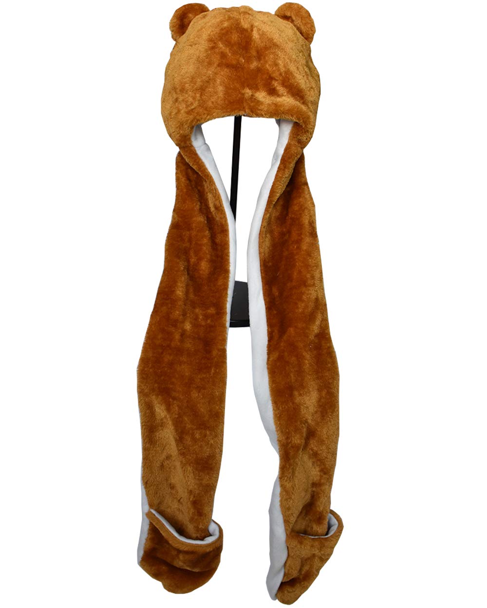 Warm Unisex Winter Plush Animal Hat with Paws - Cozy Fox/Ear Design for Men & Women - Perfect for Christmas, Snow Days & Outdoor Activities