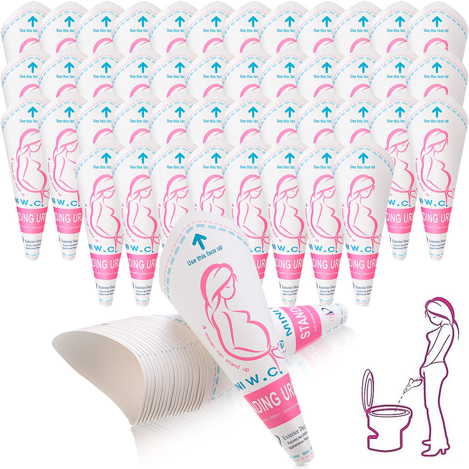 120 Pcs Disposable Female Urination Device - Portable Women's Urinal Funnel for Travel, Camping, Hiking & Pregnancy | Waterproof Standing Pee Cup for Outdoor Adventures, Road Trips & Emergency Use