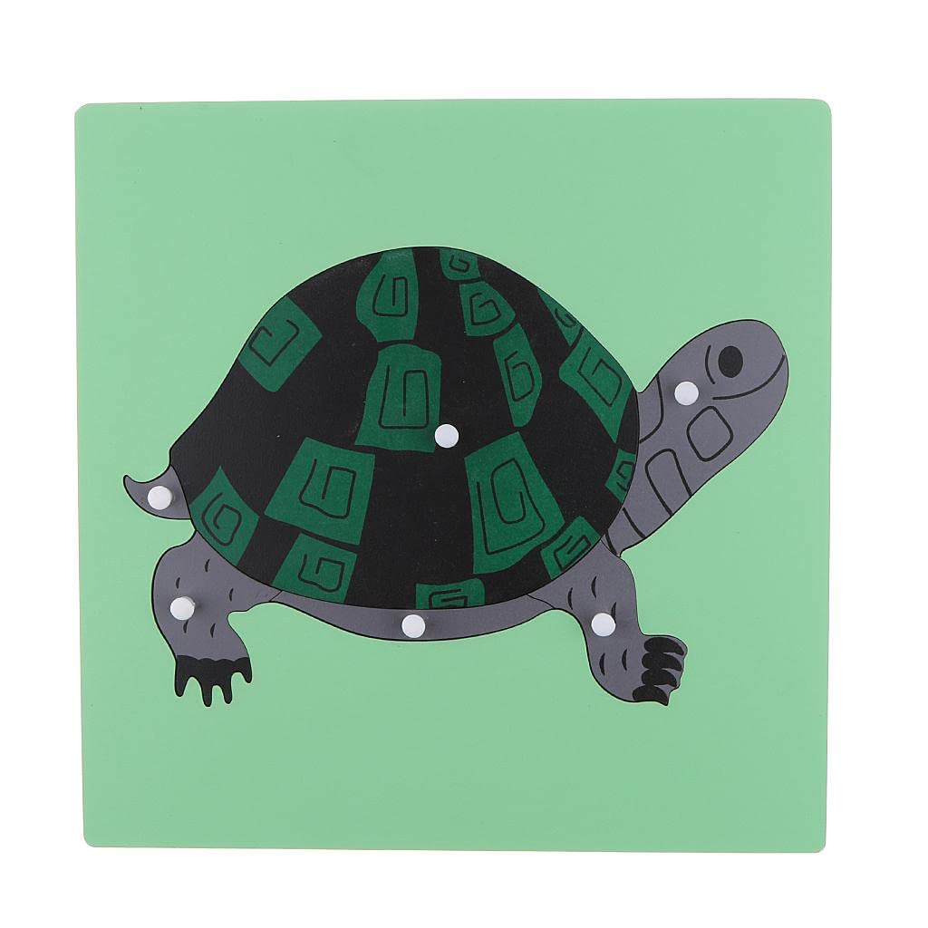 Montessori Wooden Animal Jigsaw Puzzle - Educational Toys for Kids & Toddlers - Tortoise, Elephant, Lion - Learning Games for Preschool & Home Schooling