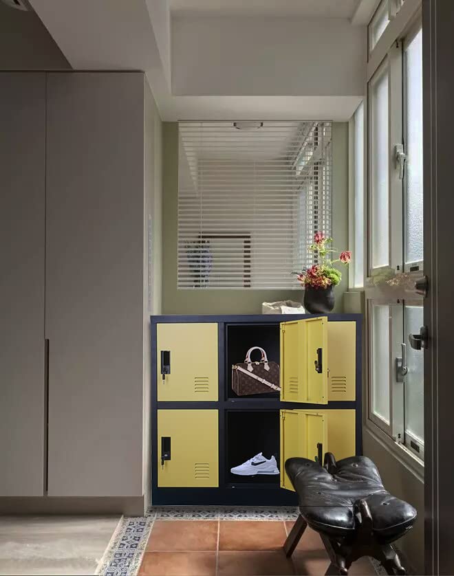 Small Office Storage Locker Cabinet Organizer - Mini Size Employee & School Locker for Kids (Yellow, W6D) - Perfect for Office Organization & Classroom Storage Solutions