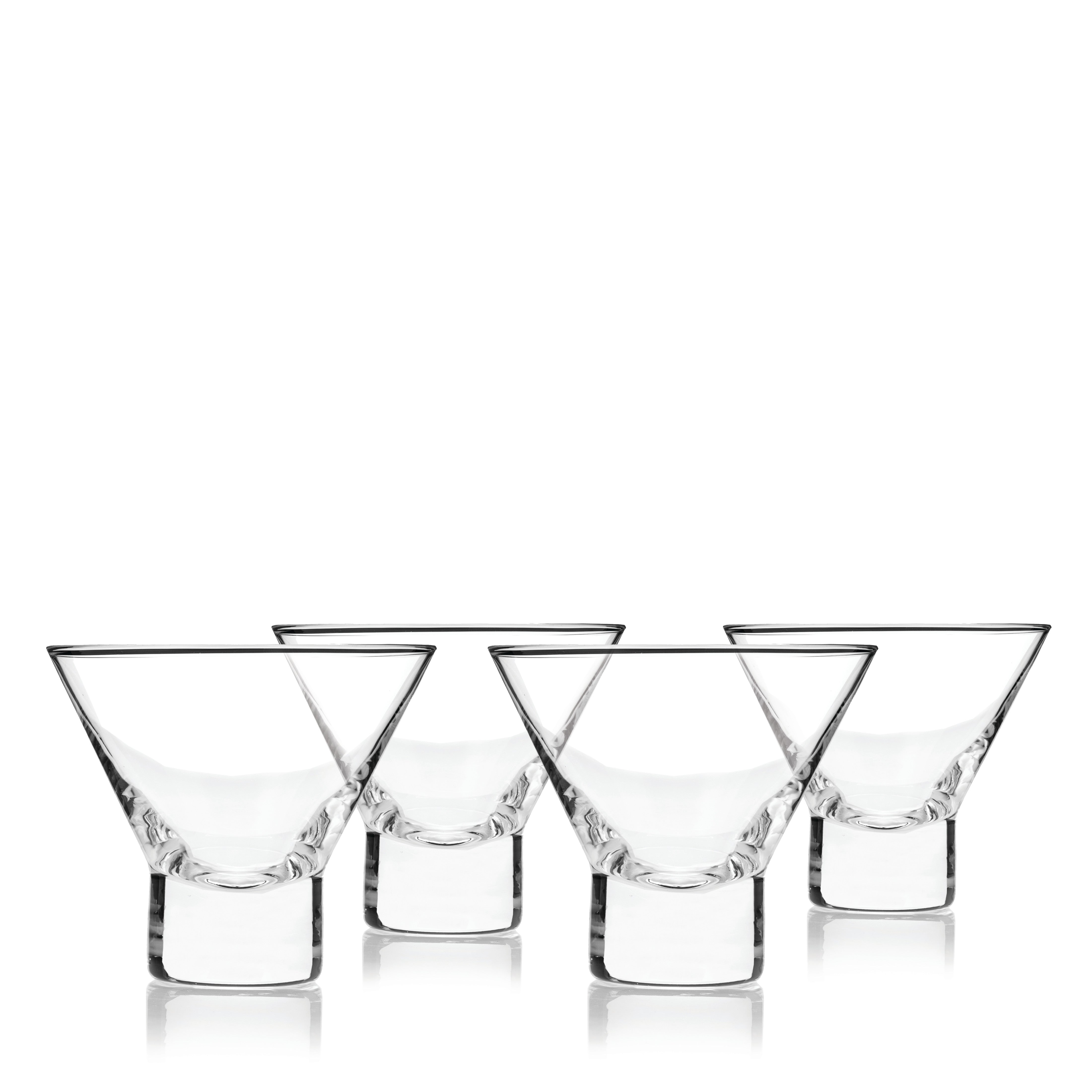 Premium Raye Heavy Base Crystal Stemless Martini Glasses Set of 4 - Elegant Cocktail Glasses for Martini, Margarita, Wine & Whiskey - Perfect for Home Bars, Parties & Wedding Receptions