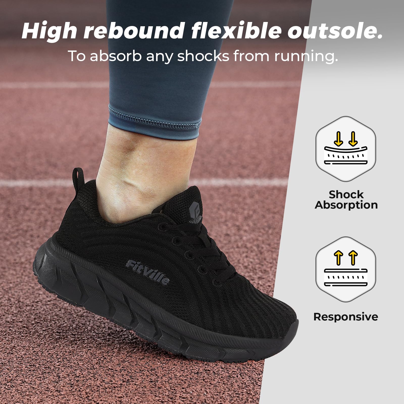 FitVille Wide Toe Box Running Shoes for Women - Non-Slip Comfortable Extra Wide Sneakers for Swollen Feet - Lightweight Walking & Jogging Shoes for Plantar Fasciitis & Bunions Relief