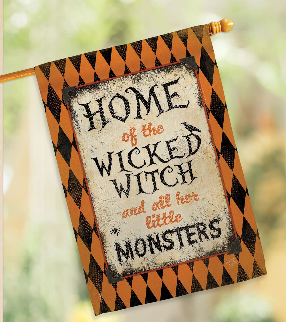Breeze Decor H112059 Wicked Home Decorative Vertical House Flag 28x40 Inches - Large Outdoor Garden, Porch & Wall Decor for Halloween, Fall Season